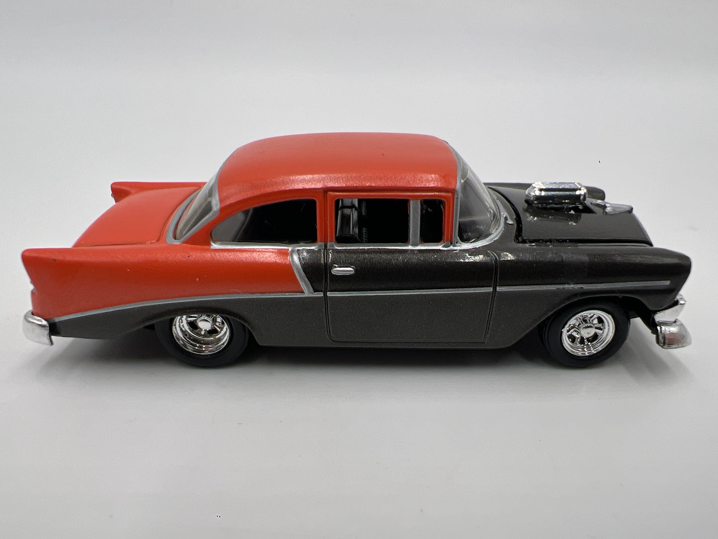 Hot Wheels 1/64 Premium 100% Black Box 1956 Chevy 210 Gray/Orange Loose
