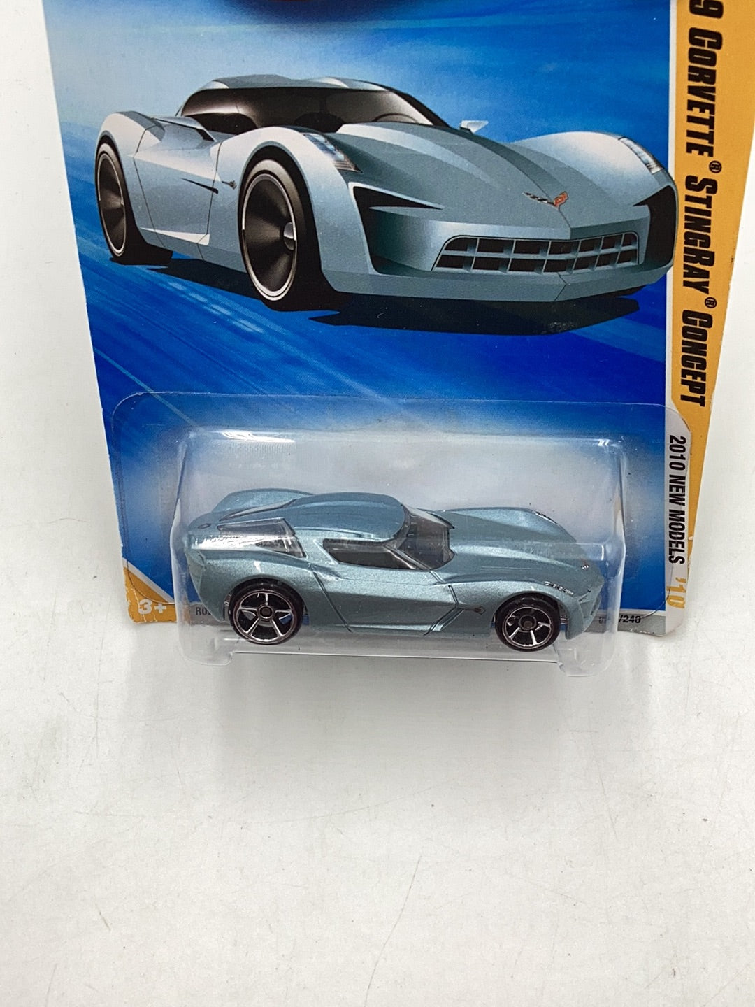 2010 Hot Wheels #19 09 Corvette stingray concept Silver Blue Metallic 18F