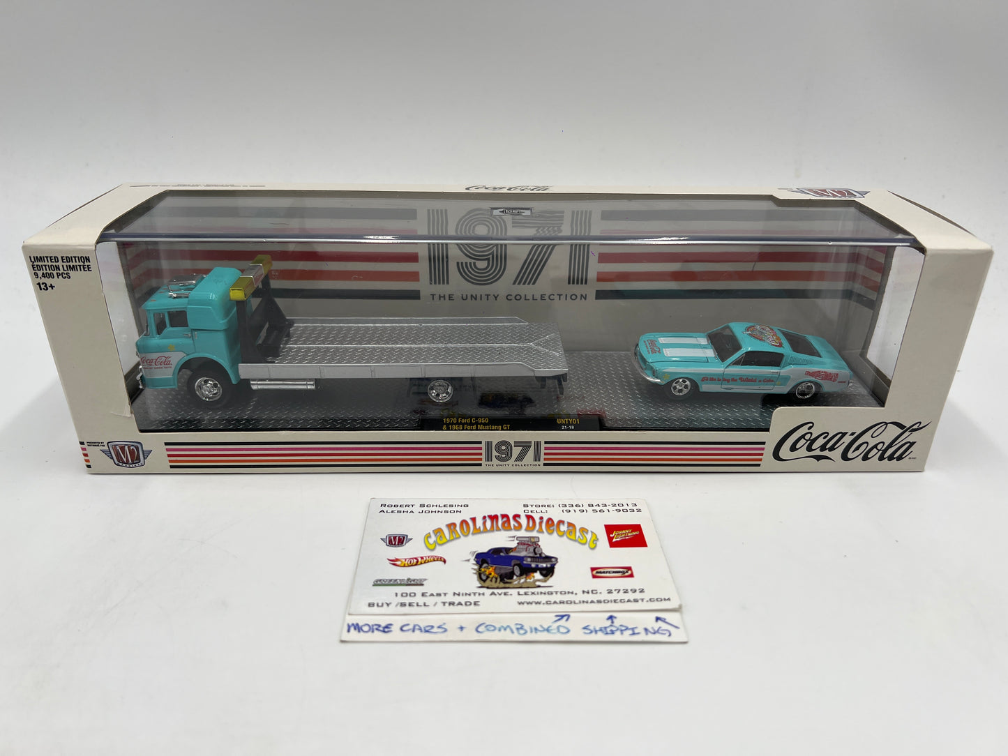 M2 Machines Auto Haulers Coca Cola 1970 Ford C-950 & 1968 Ford Mustang GT UNTY01