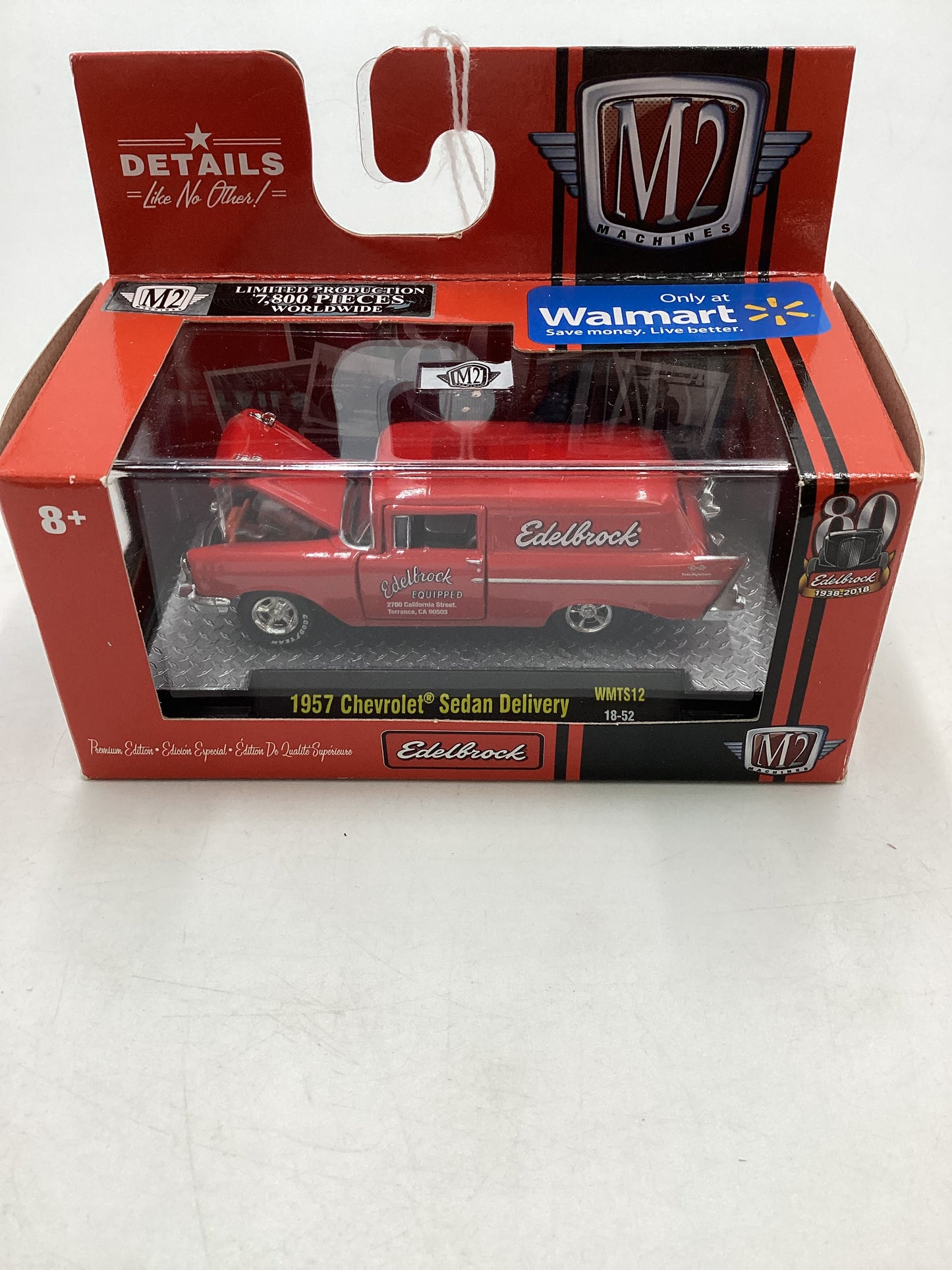 M2 Machines Walmart Exclusive Edelbrock 1957 Chevrolet Sedan Delivery Red WMTS12