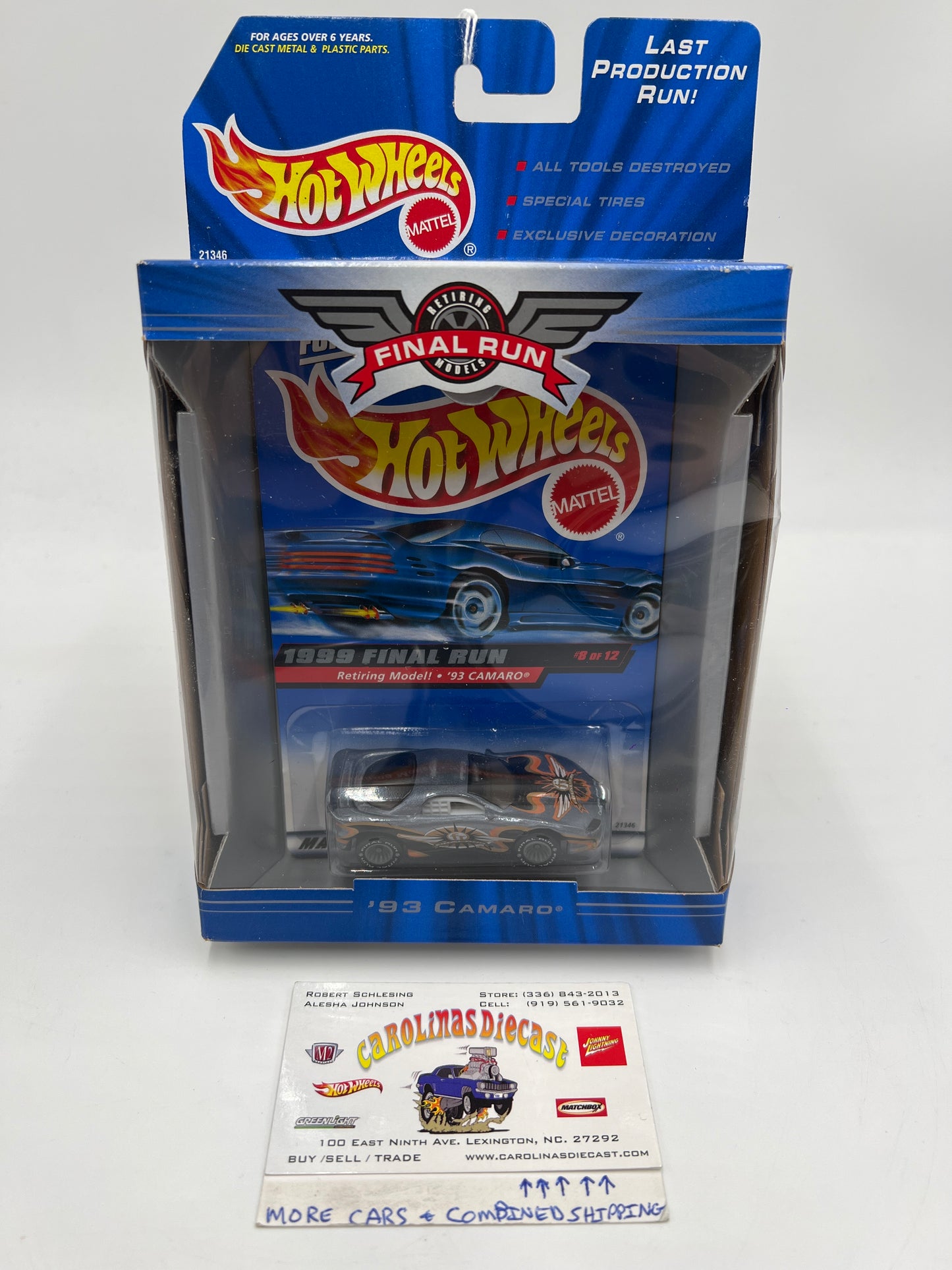 1999 Hot Wheels Final Run #8 93 Camaro Gray W/Real Riders