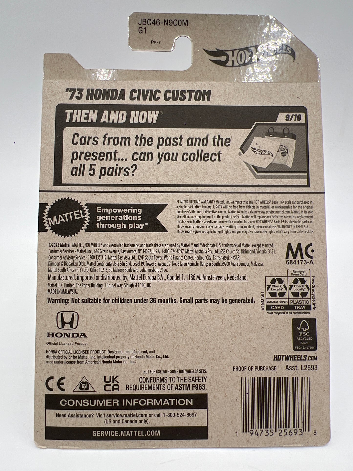 2025 Hot Wheels Factory Sealed Super Treasure Hunt #231 73 Honda Civic Custom Red W/Protector