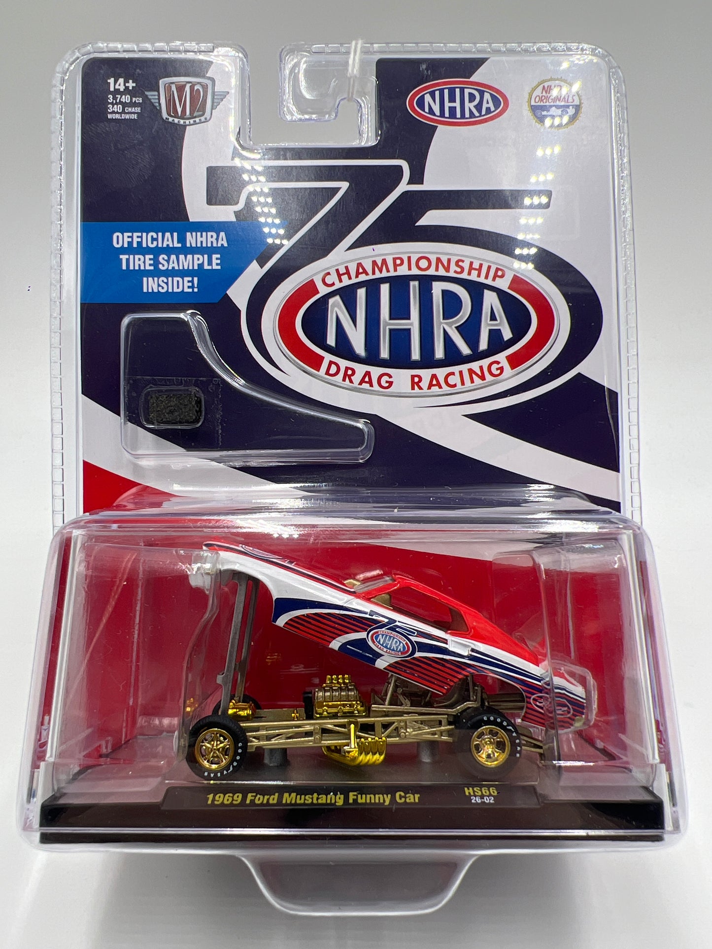 M2 Machines HS66 Hobby Release CHASE 1/340 NHRA 75th Anniversary 1969 Ford Mustang Funny Car