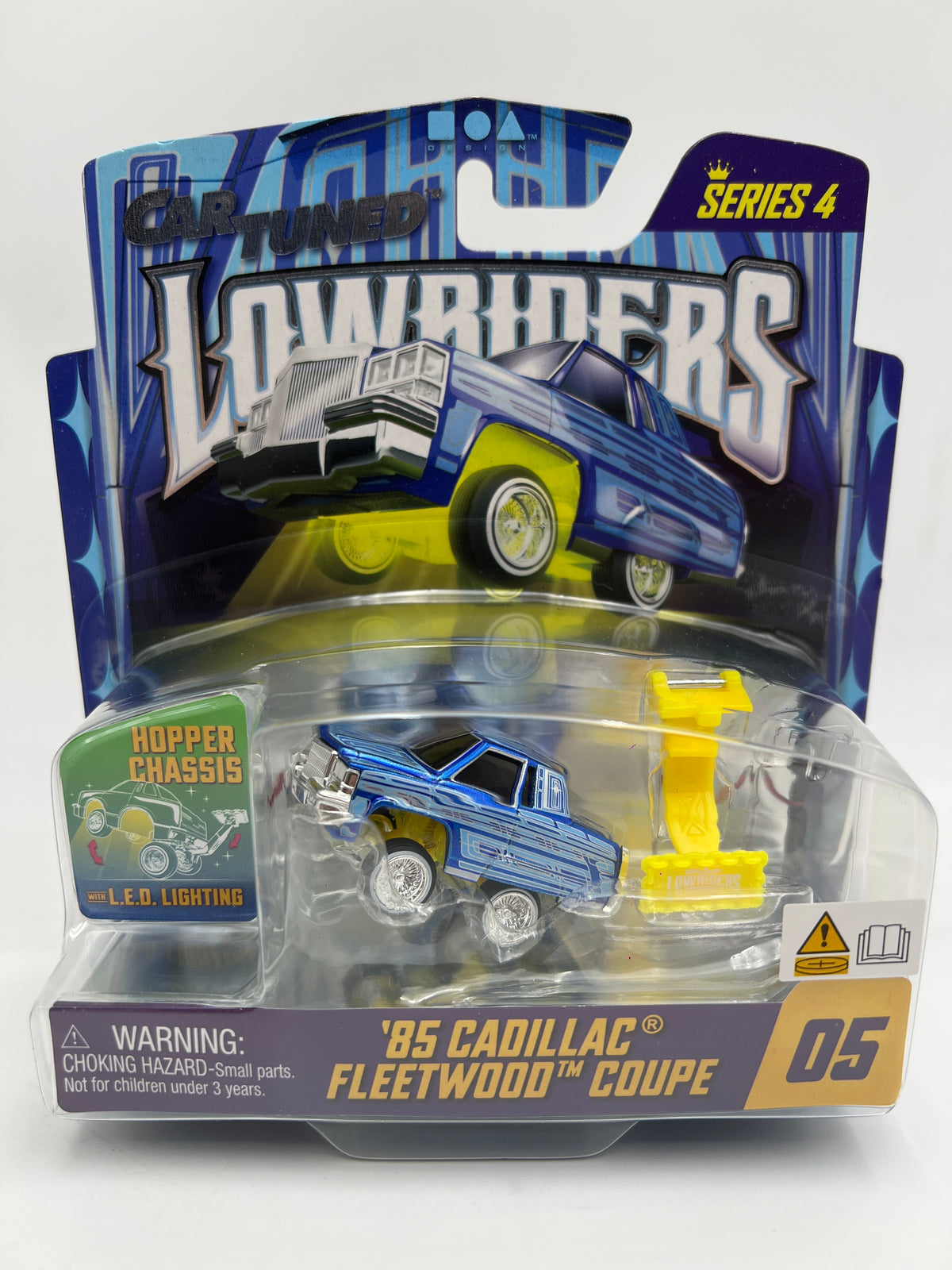 MGA Car Tuned Series 4 Show Glow Lowriders #5 85 Cadillac Fleetwood Coupe Blue