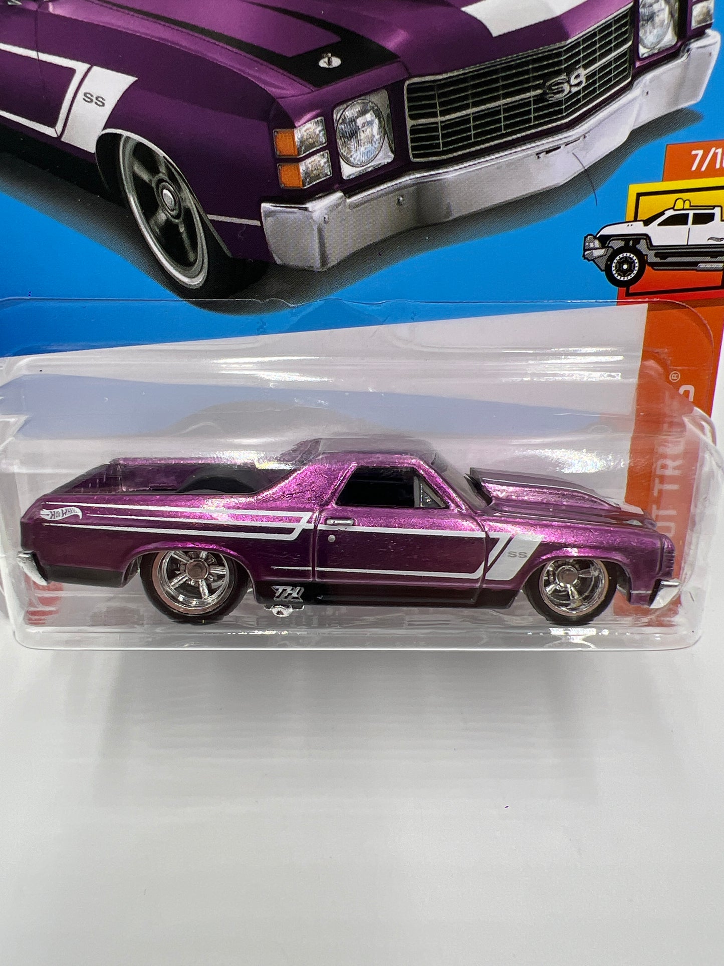 2024 Hot Wheels F Case Super Treasure Hunt #132 72 El Camino Purple W/Protector Small Crack In Blister