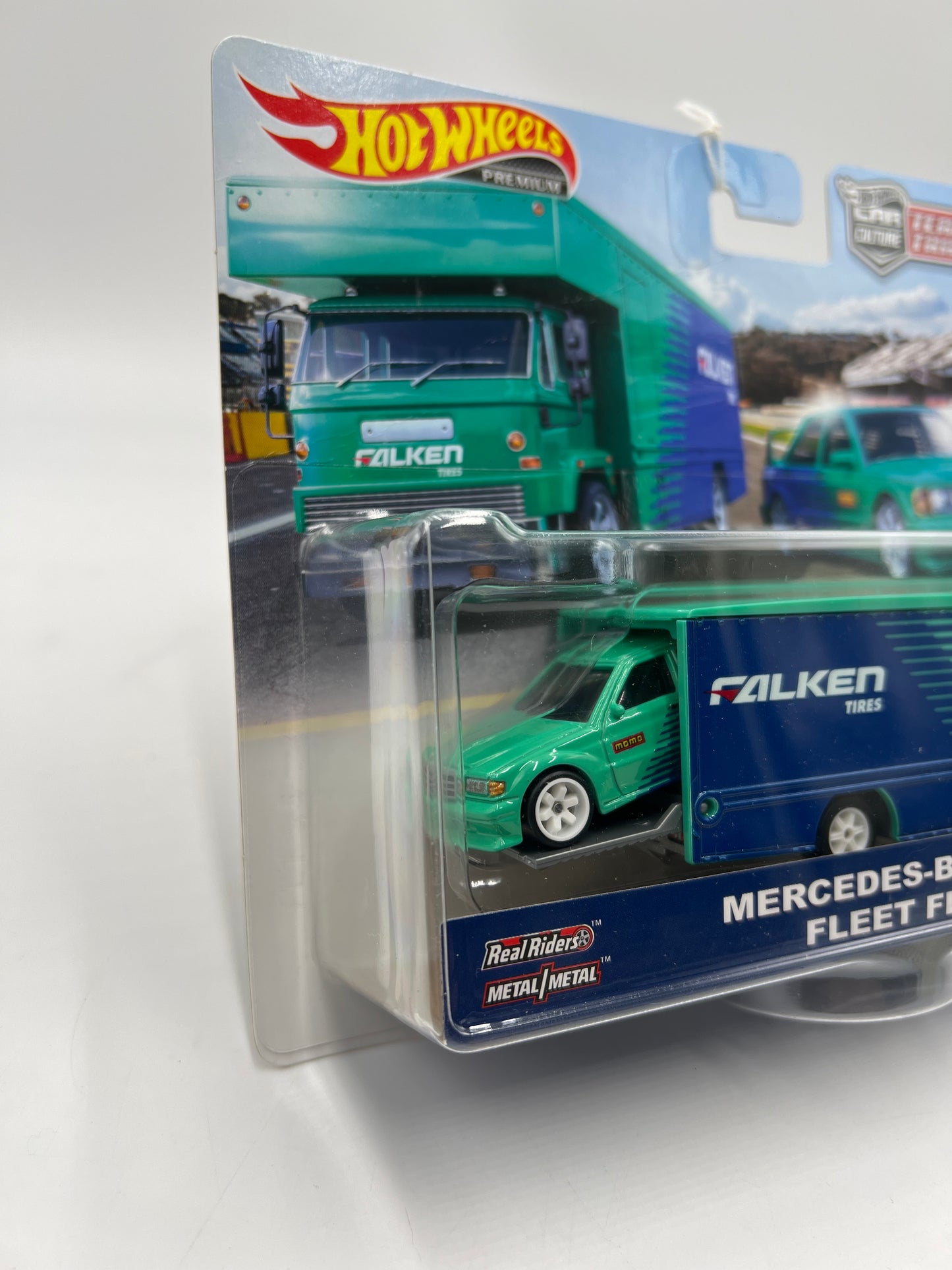 Hot Wheels Team Transport #10 Mercedes-Benz 190E & Fleet Flyer Falken Bad Card 281D