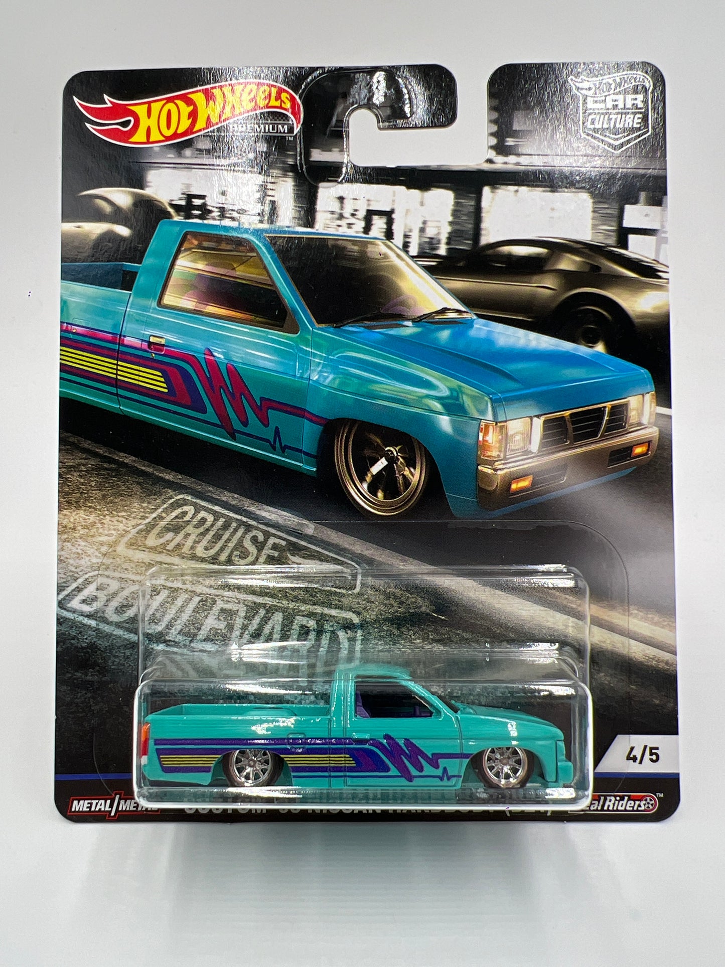 Hot Wheels Premium Cruise Boulevard #4 Custom 93 Nissan Hardbody D21 Light Blue W/Protector