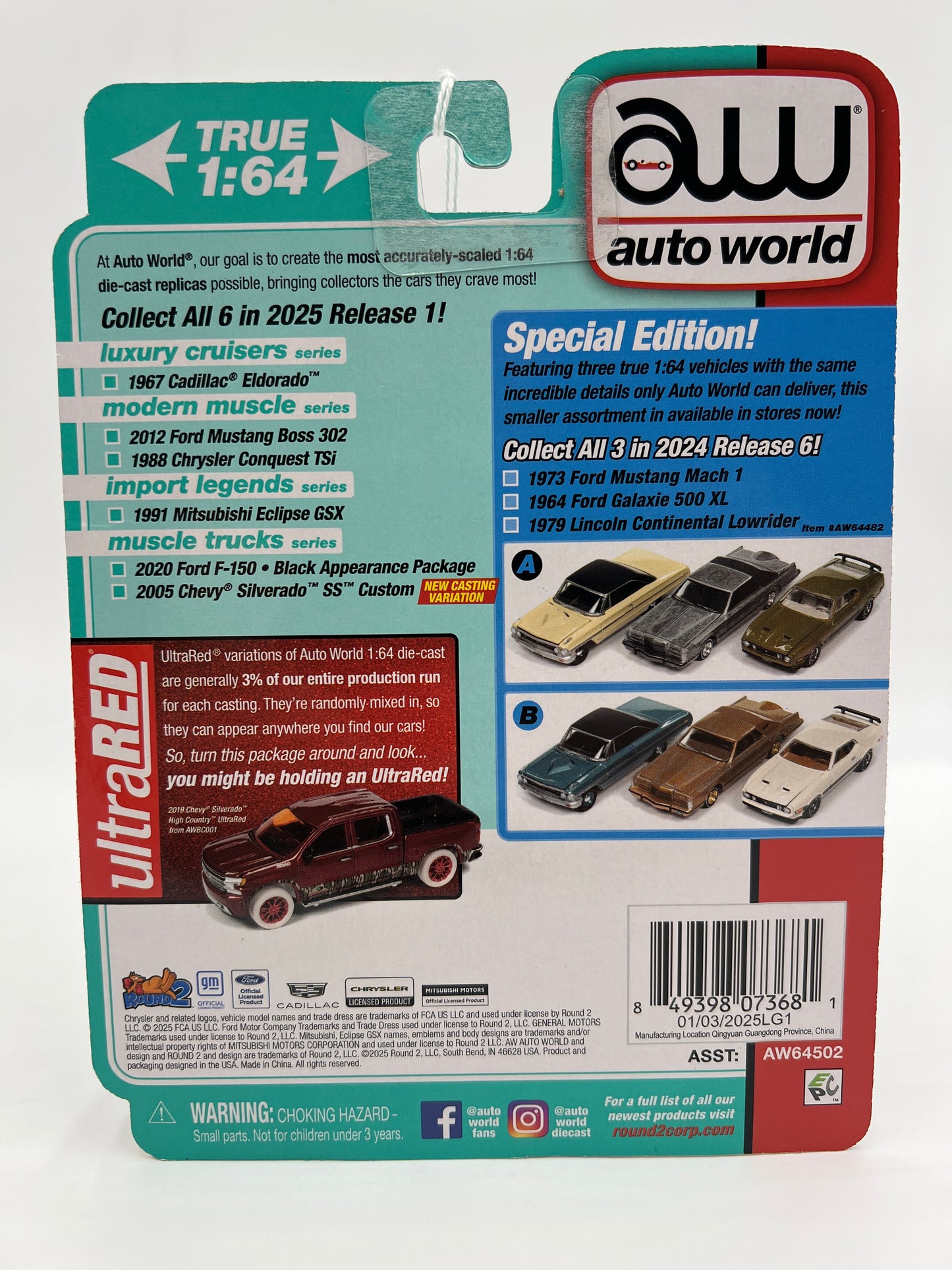 2025 Auto World Muscle Trucks CHASE Release 1 Version B 2005 Chevy Silverado SS Custom Ultra Red Cateye #2