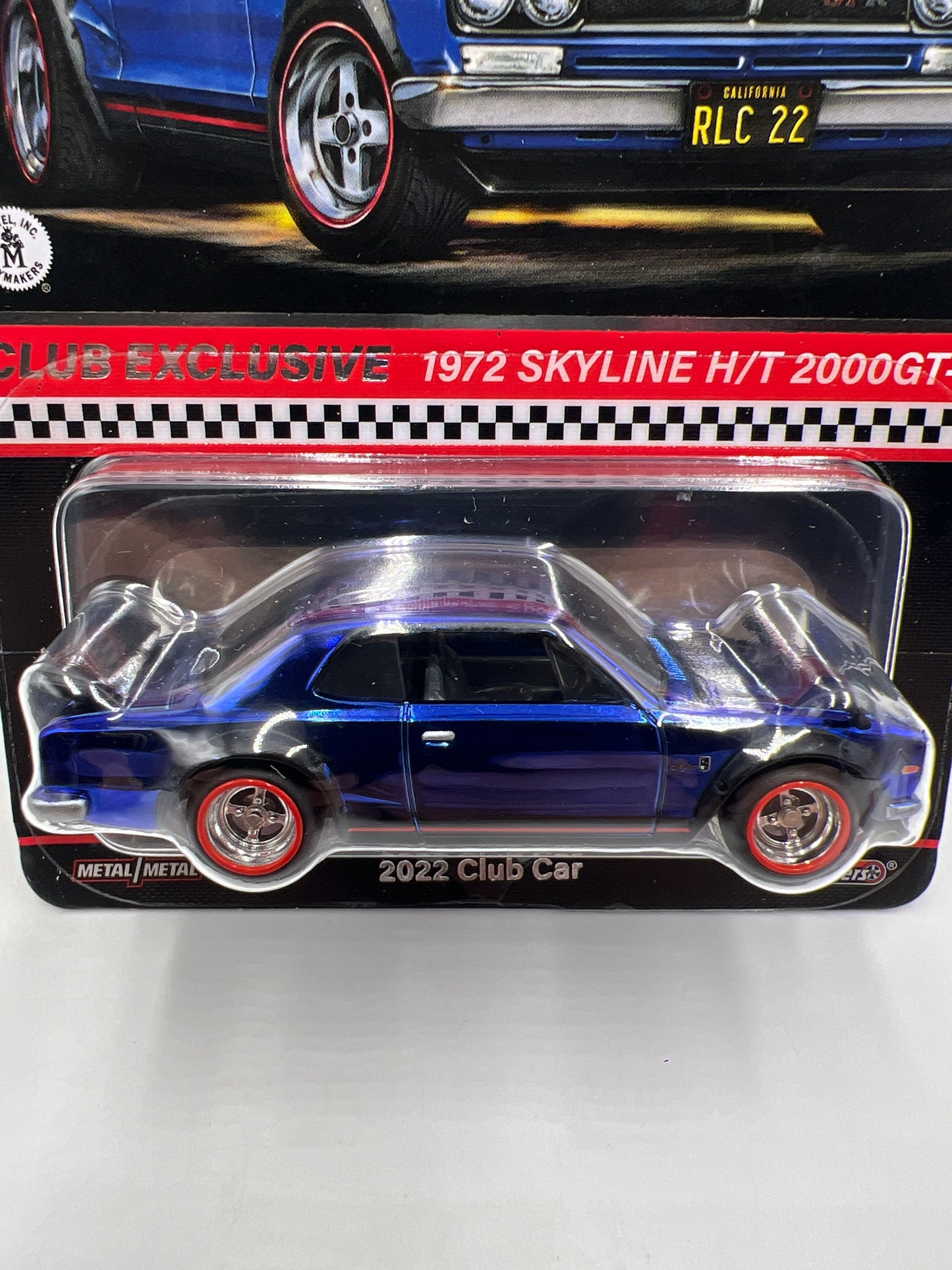 2022 Hot Wheels RLC Club Exclusive 1972 Nissan Skyline H/T 2000GT-R Blue W/Protector and Patch/Button