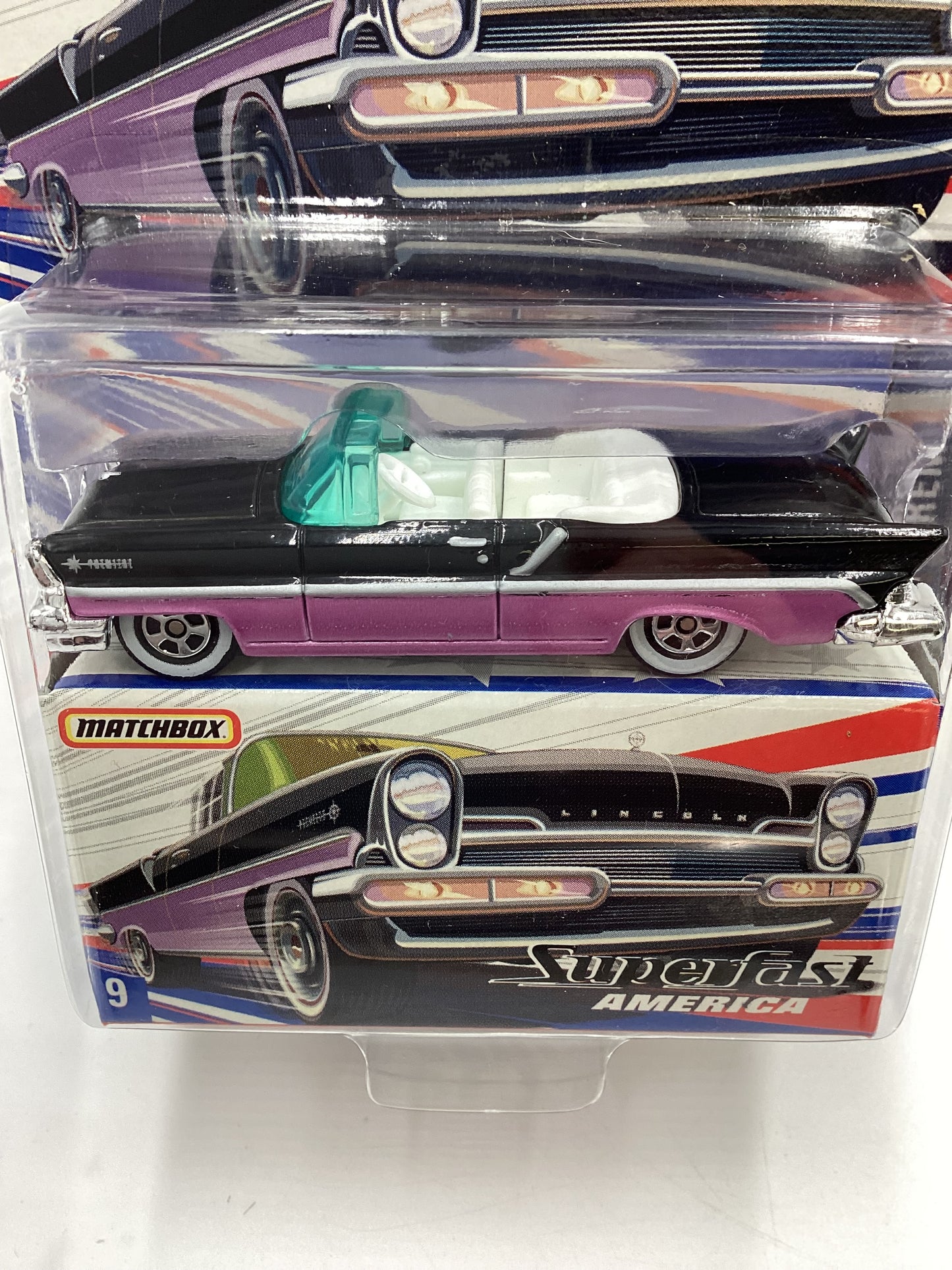Matchbox Superfast America #9 1957 Lincoln Premiere Black/Purple 174F