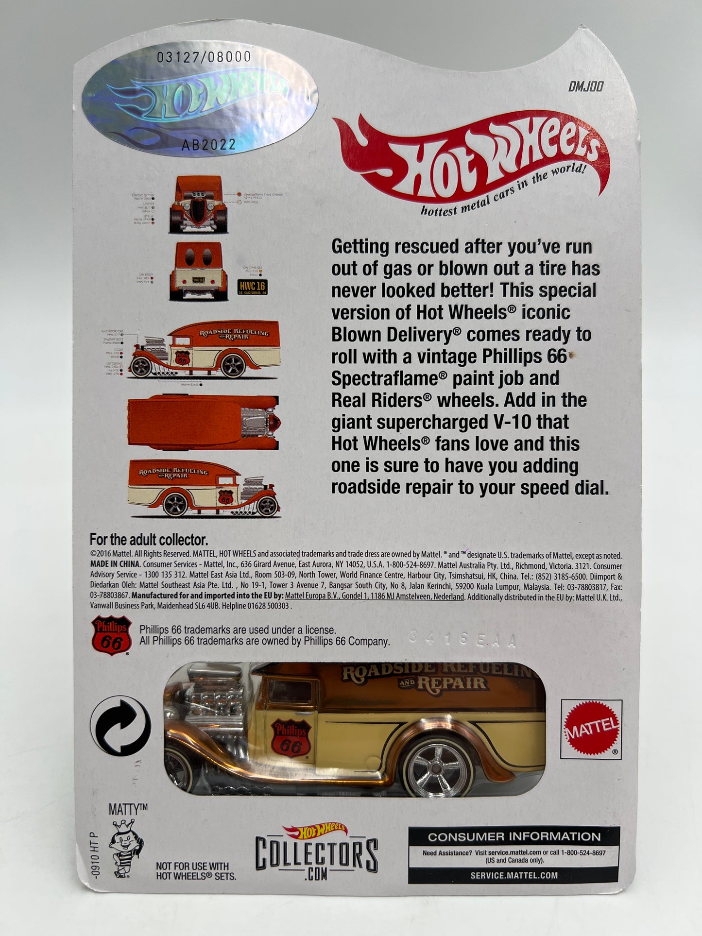 Hot Wheels RLC 3127/8000 Blown Delivery Orange W/Protector
