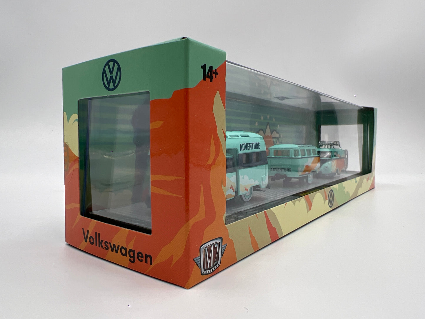 2025 M2 Machines Auto Haulers 1959 VW Double Cab Truck USA Model & 1960 VW Delivery Van & Trailer R85