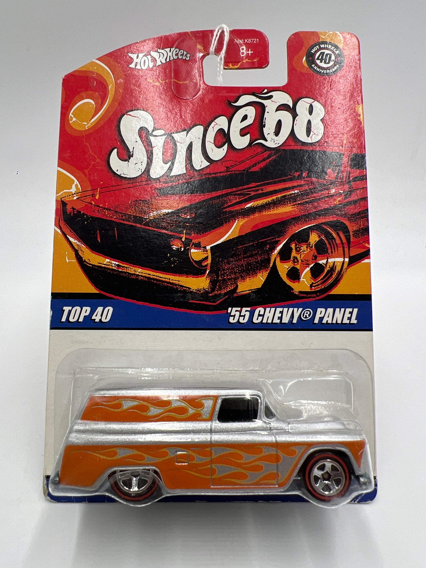 Hot Wheels Since 68 Top 40 #8 55 Chevy Panel Silver/Orange Cracked Blister 242H