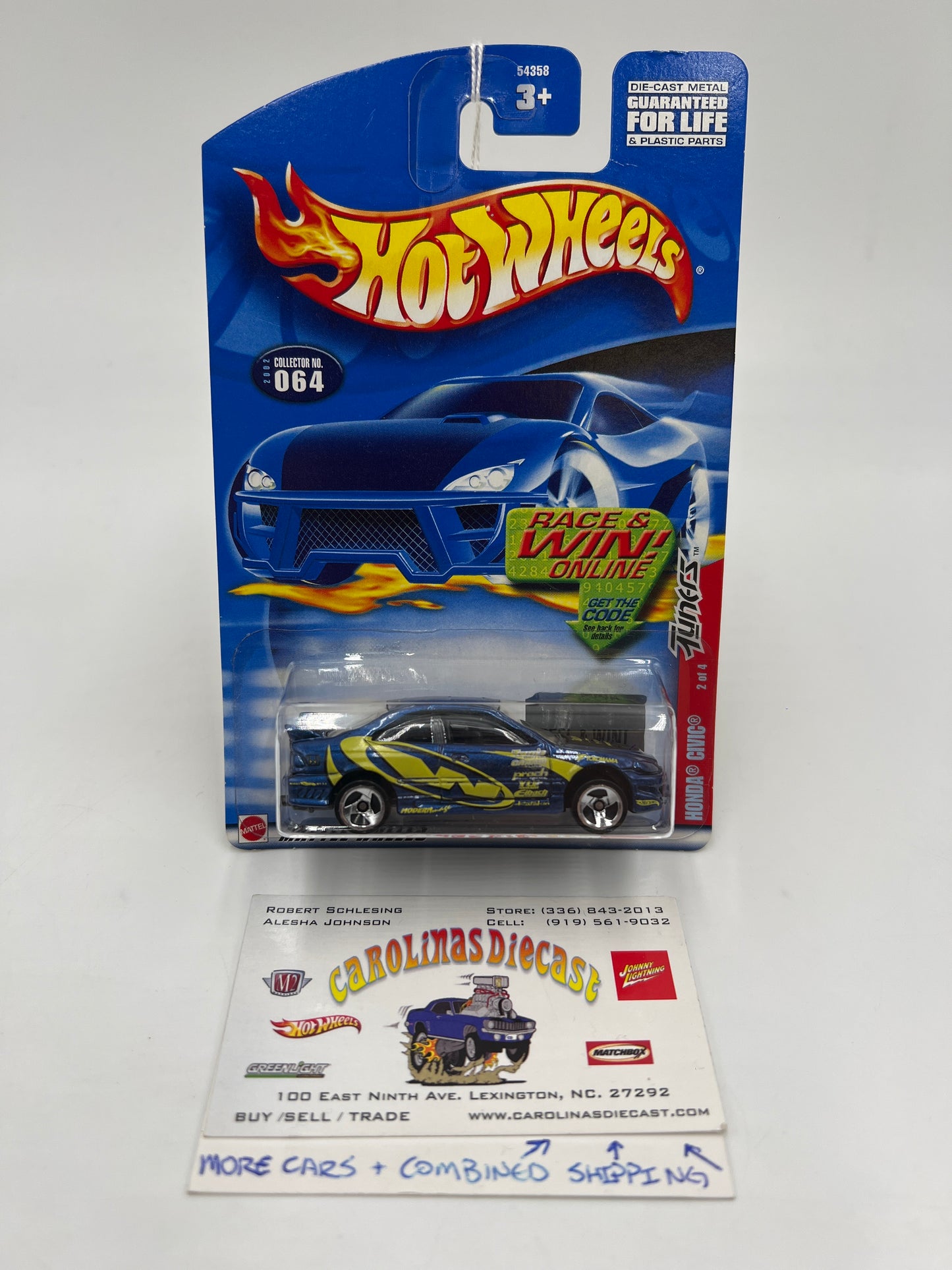 2002 Hot Wheels Tuners Collector #64 Honda Civic Blue 75B