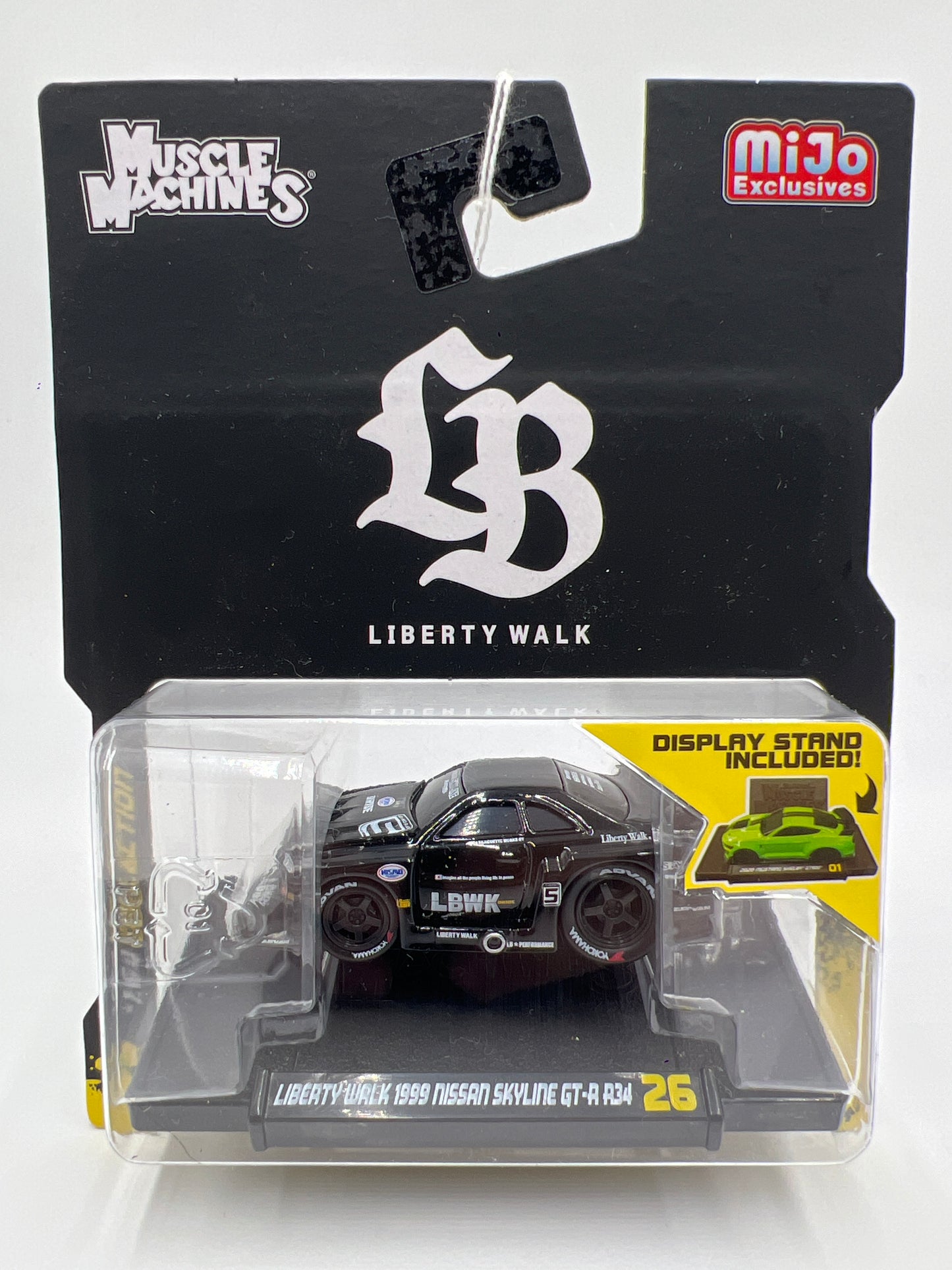 Muscle Machines Mijo Exclusives Liberty Walk #26 1999 Nissan Skyline GT-R R34 Black SR