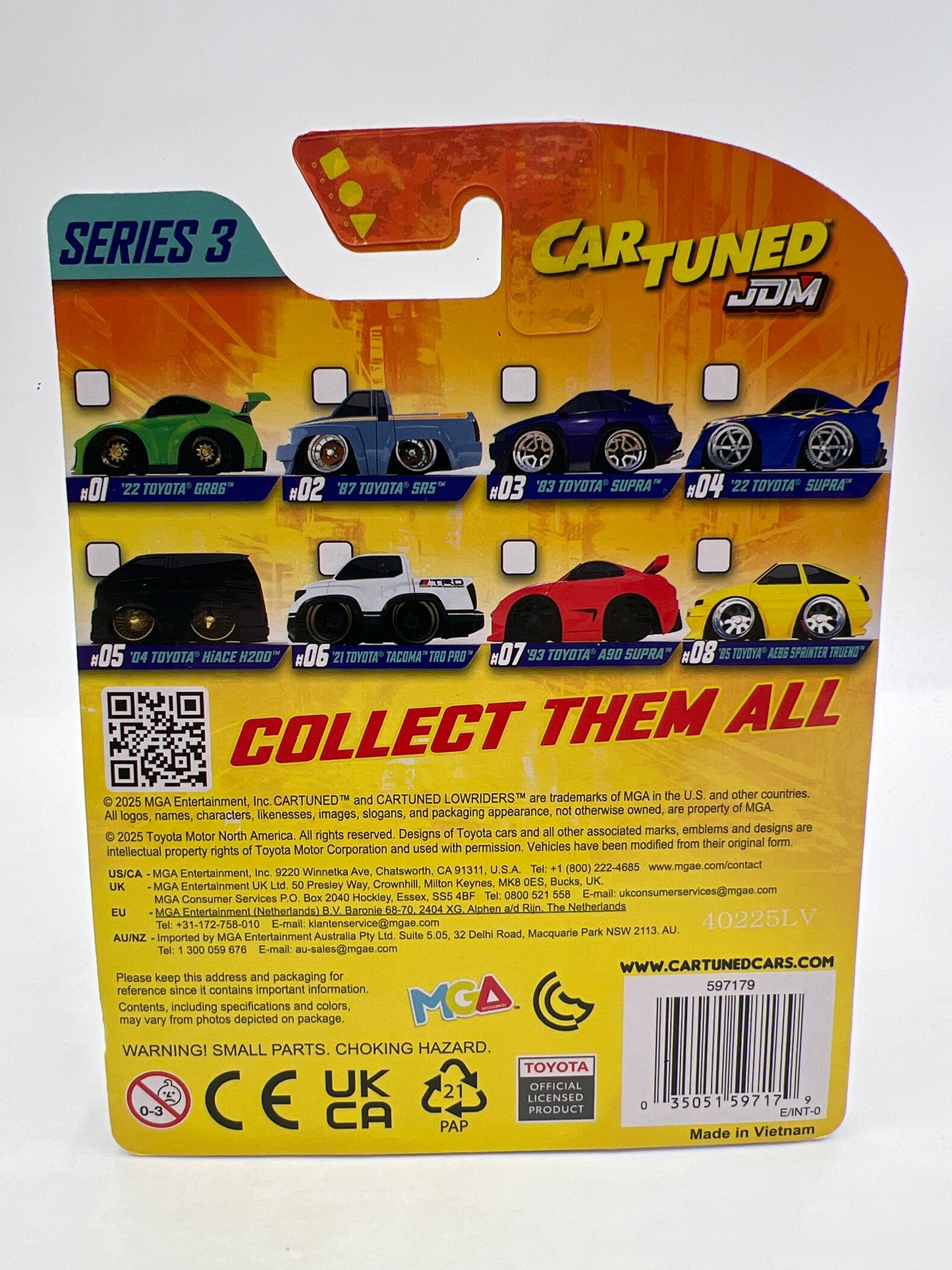 2025 MGA Car Tuned JDM Series 3 #8 85 Toyota AE86 Sprinter Trueno Yellow