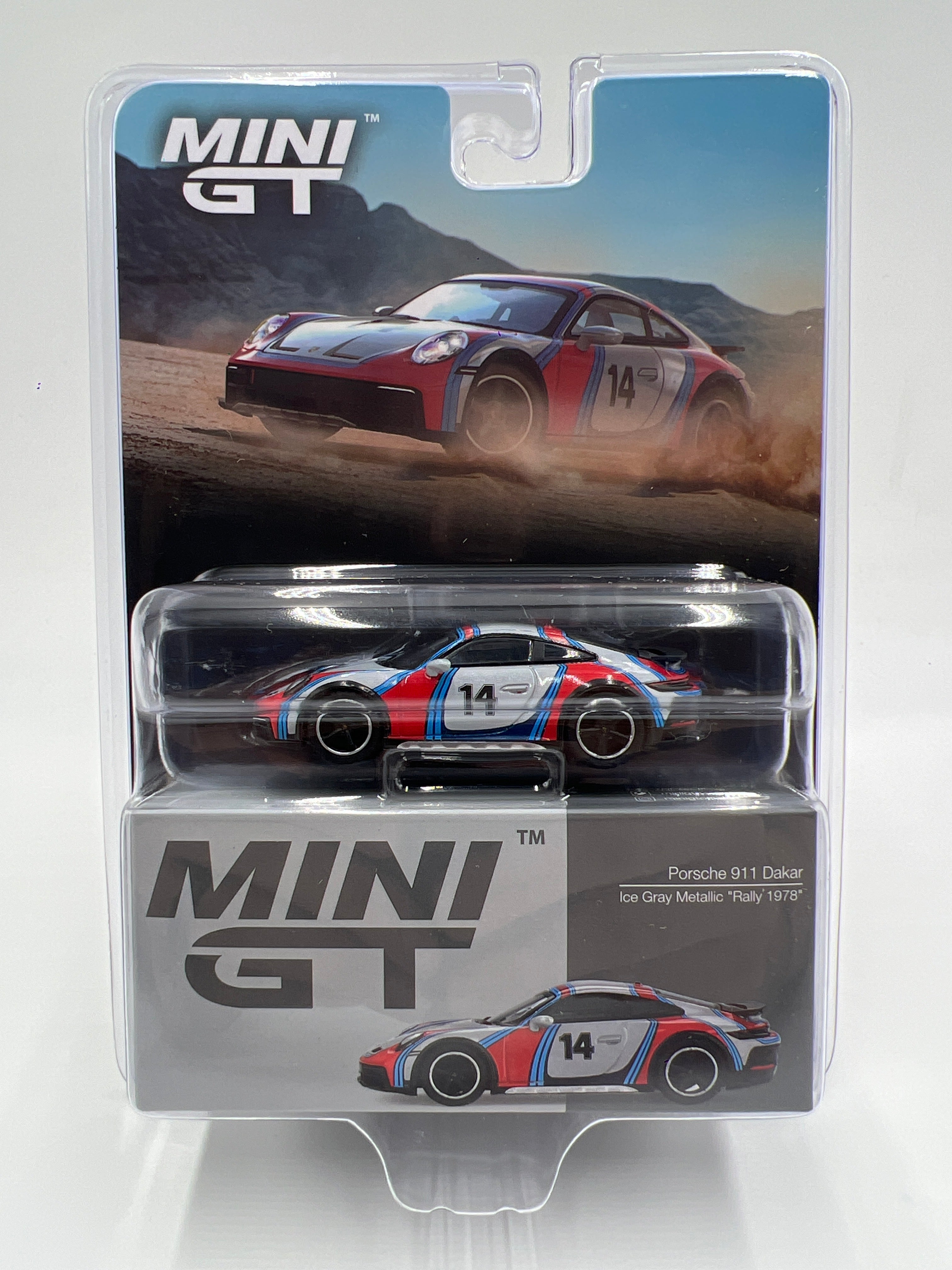 Mini GT #964 Porsche 911 Dakar Ice Gray Metallic Rally 1978