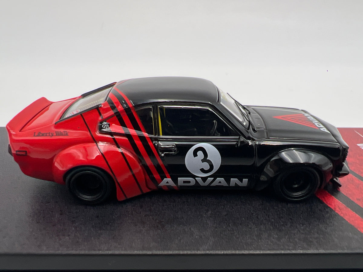 Inno64 1:64 LBWK Mazda RX-3 Savanna Advan Black/Red