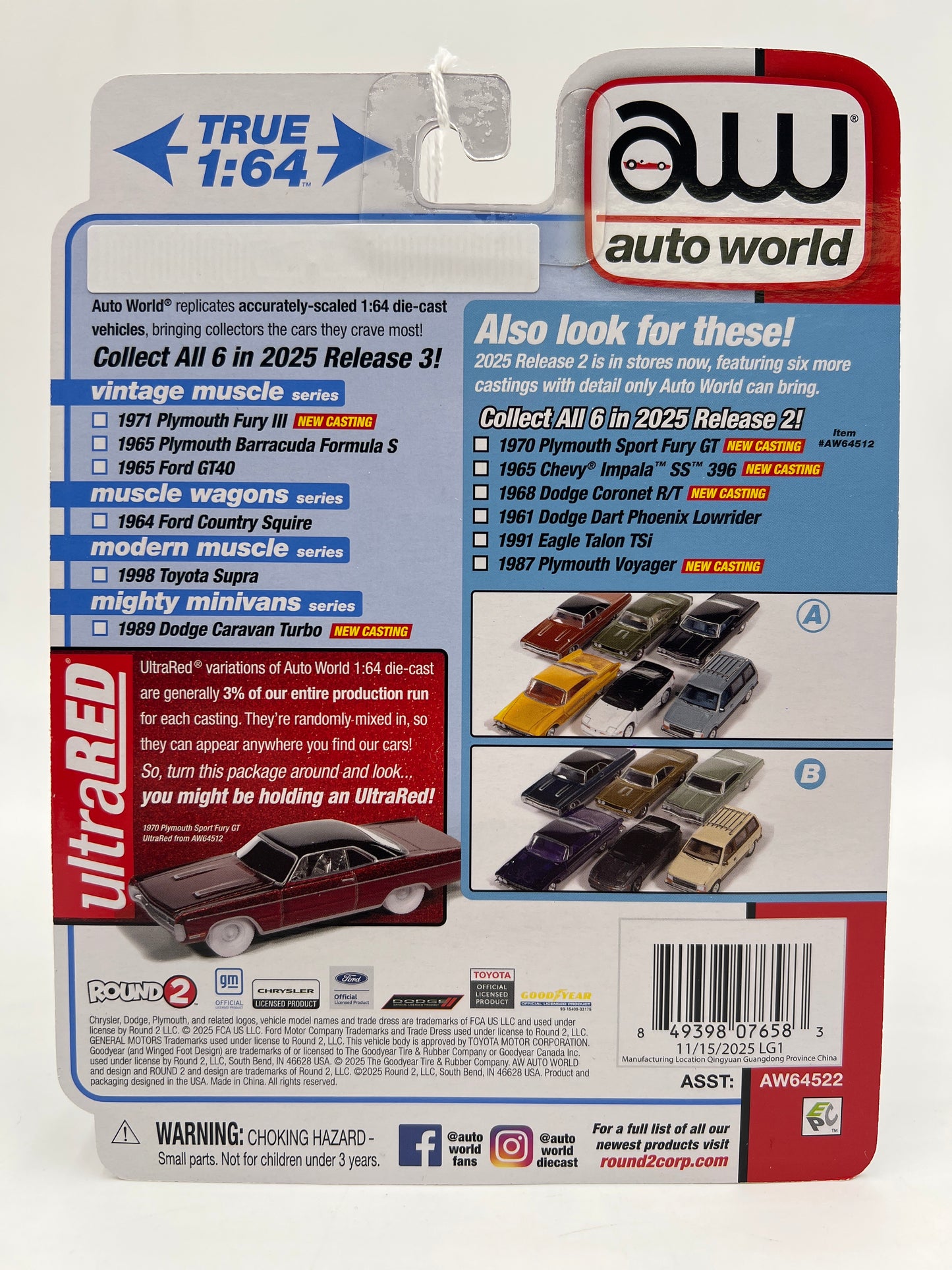 Auto World Ultra Red Chase Vintage Muscle Release 3 Version A 1965 Ford GT40