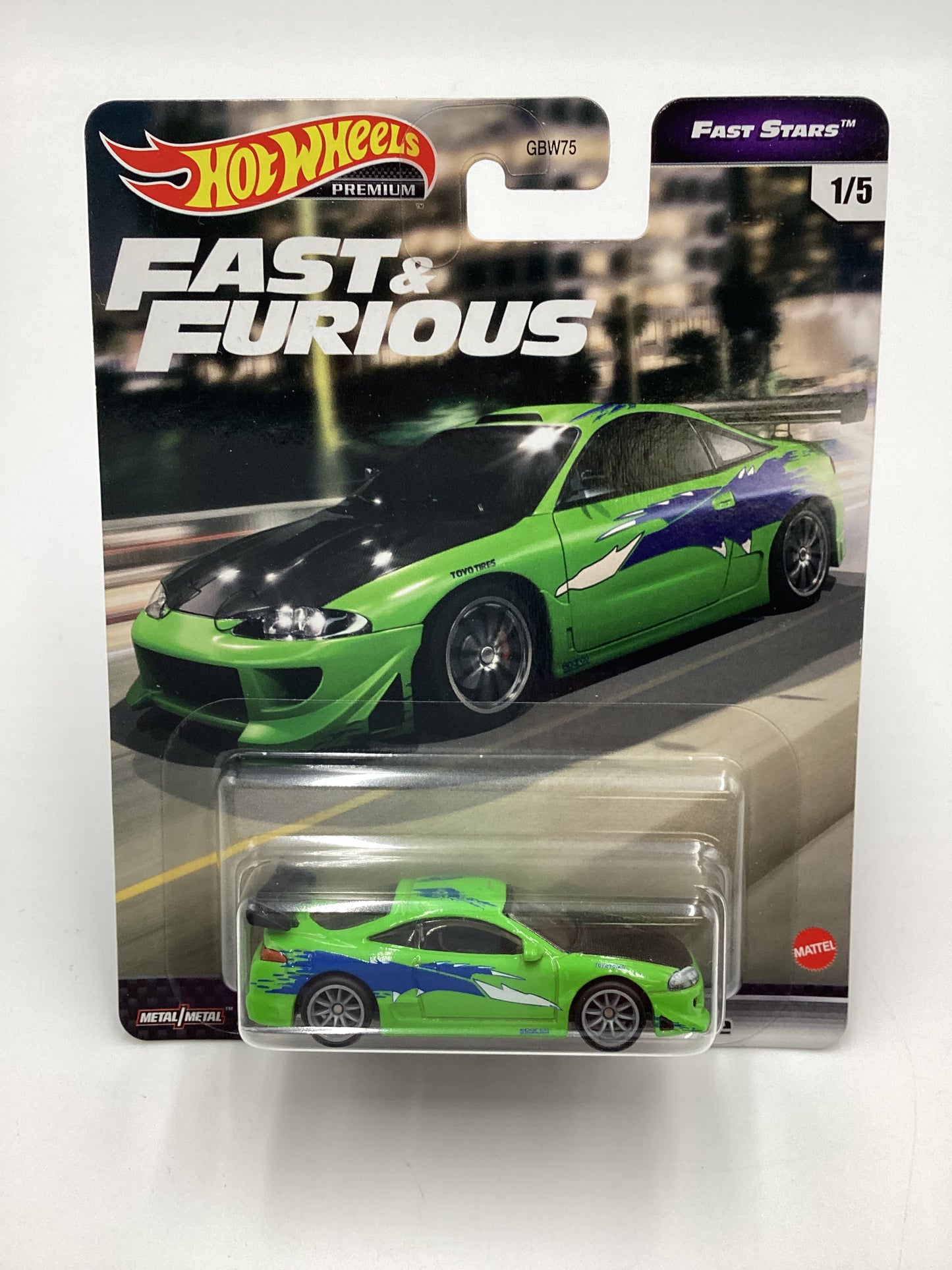 Hot Wheels Premium Fast & Furious Fast Stars #1 Mitsubishi Eclipse Green W/Protector (1)