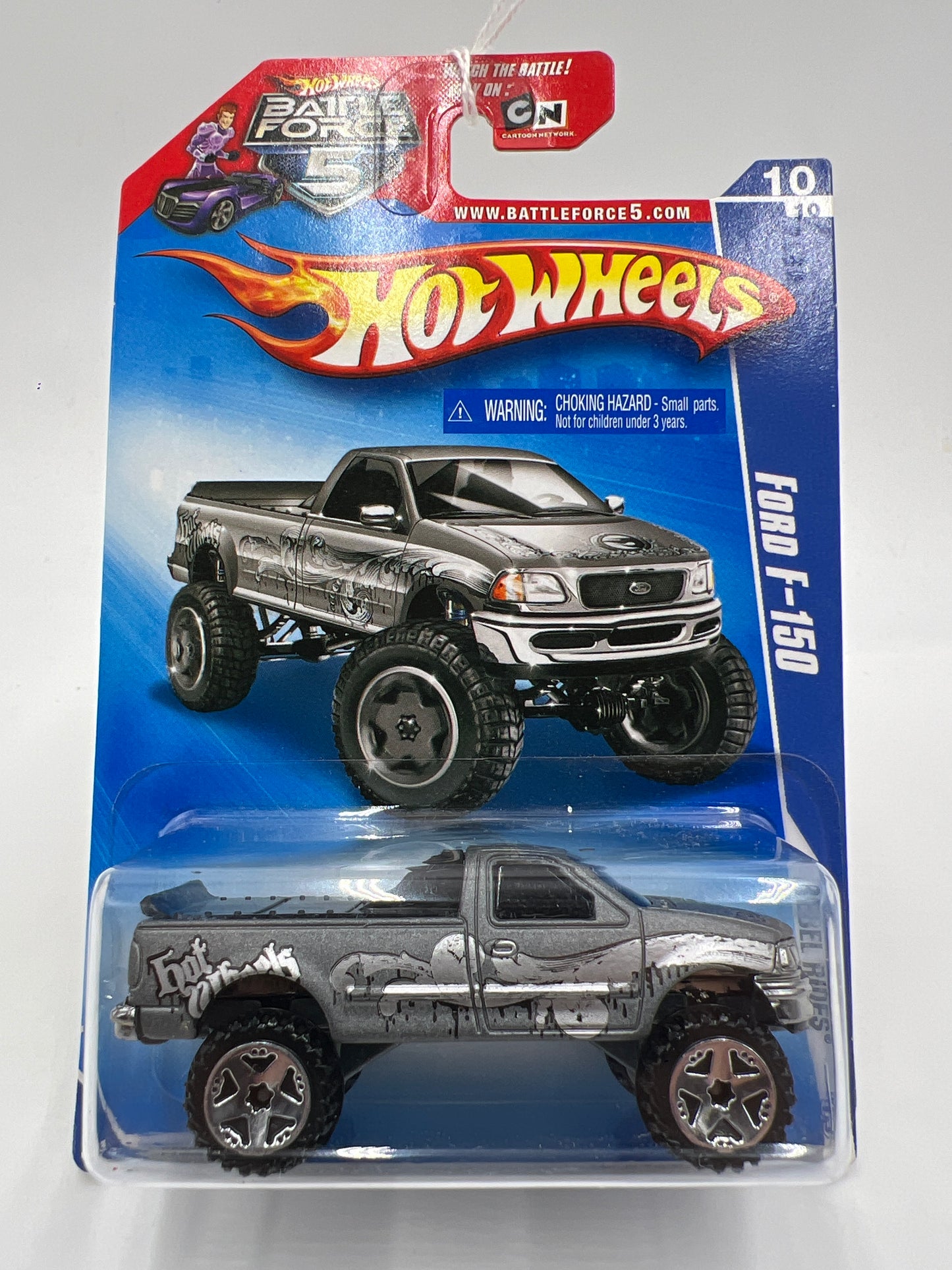 2009 Hot Wheels Rebel Rides #146 Ford F-150 Silver Battle Force 5 Card 32B