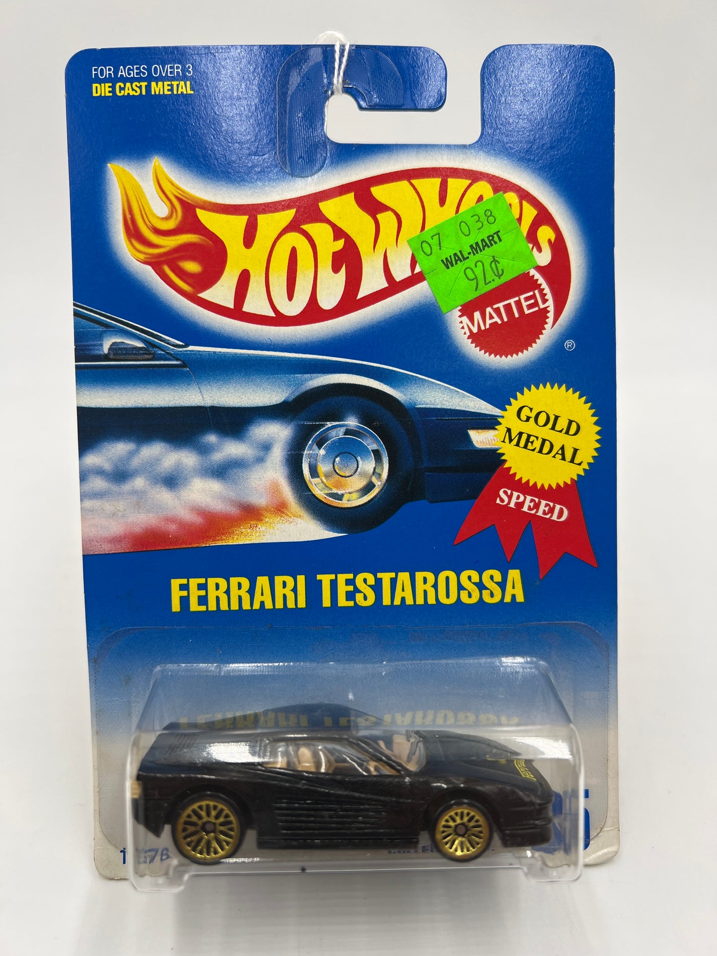 Hot Wheels 1992 Gold Metal Speed #35 Ferrari Testarossa Mesh Wheels