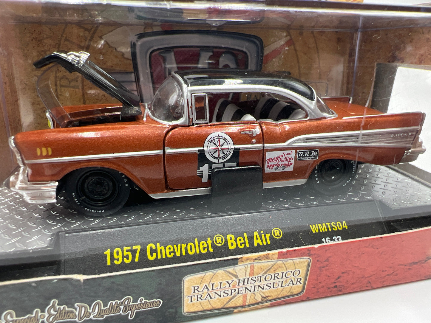 M2 Machines Walmart Exclusive Rally Historico Transpeninsular 1957 Chevrolet Bel Air Brown WMTS04