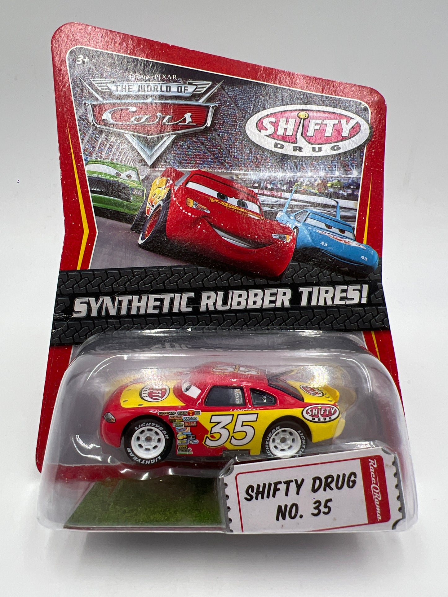 Disney Pixar The World Of Cars Rubber Tires Shifty Drug No 35 138F