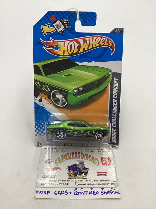 2012 Hot Wheels #153 Dodge Challenger Concept Green 58E