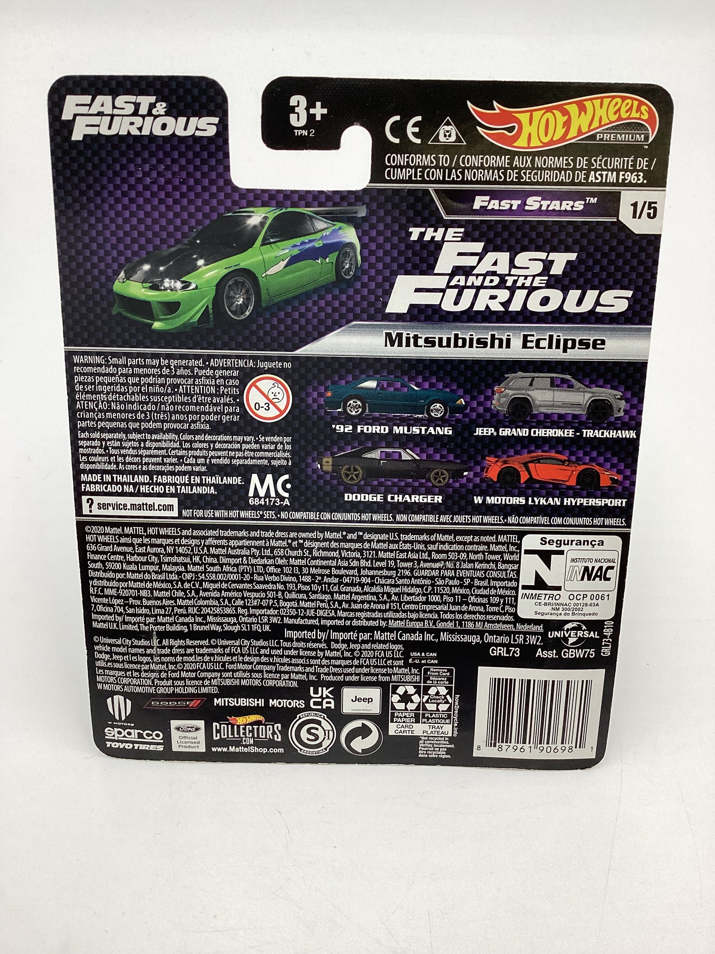 Hot Wheels Fast & Furious Fast Stars #1 Mitsubishi Eclipse Green W/Protector