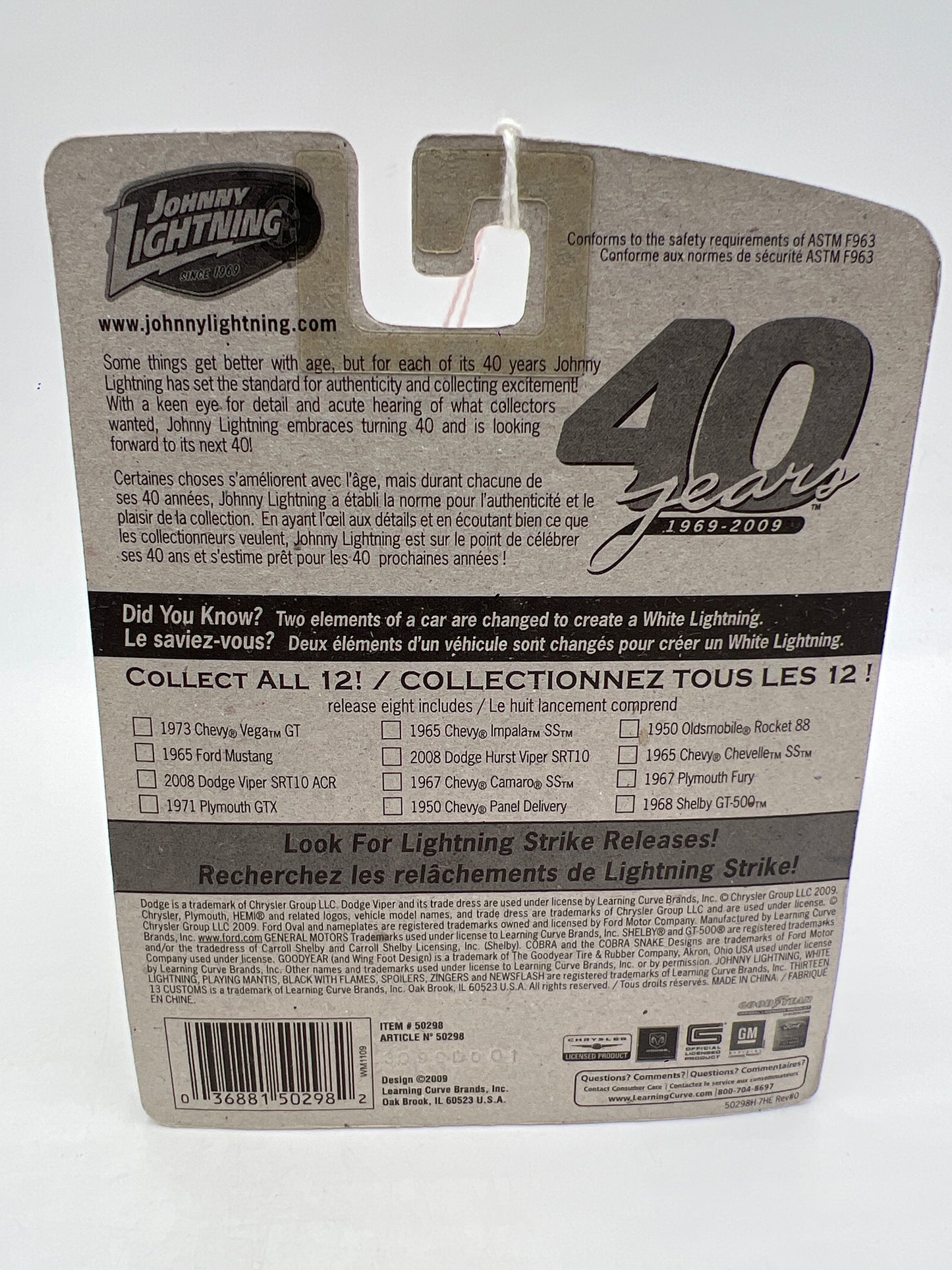 Johnny Lightning Small Card The Spoilers 1967 Chevy Camaro SS White 217G