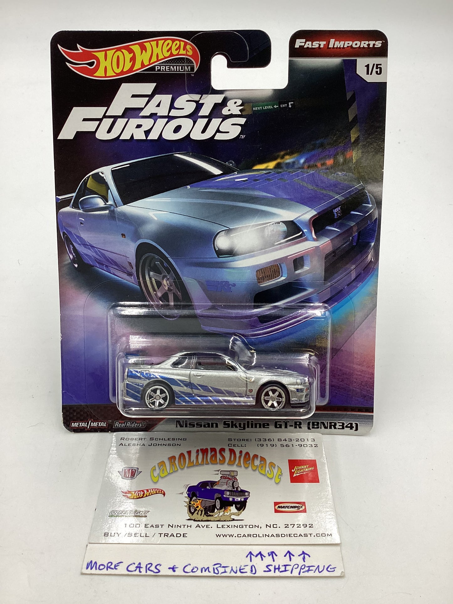 Hot Wheels Fast and furious Fast imports #1 Nissan Skyline gt-R bnr34 *BL Corner Damage* with protector