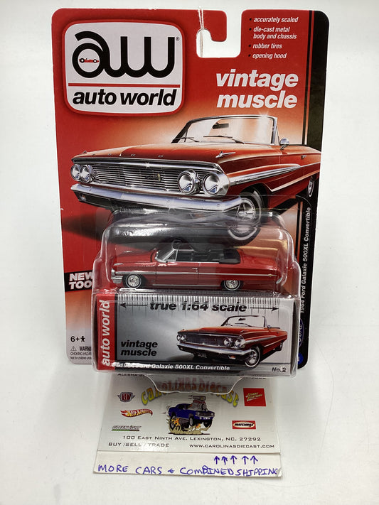 Auto World Vintage Muscle Premium Series 3 #2 1964 Ford Galaxie 500XL Convertible Red