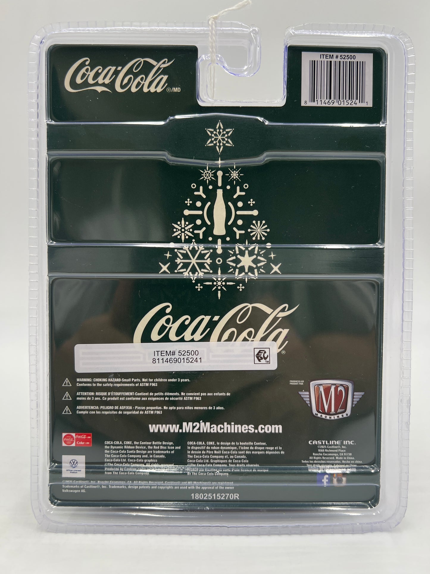 2025 M2 Machines Coca Cola Holidays 1961 VW Double Cab Truck USA Model Green SK10 194D