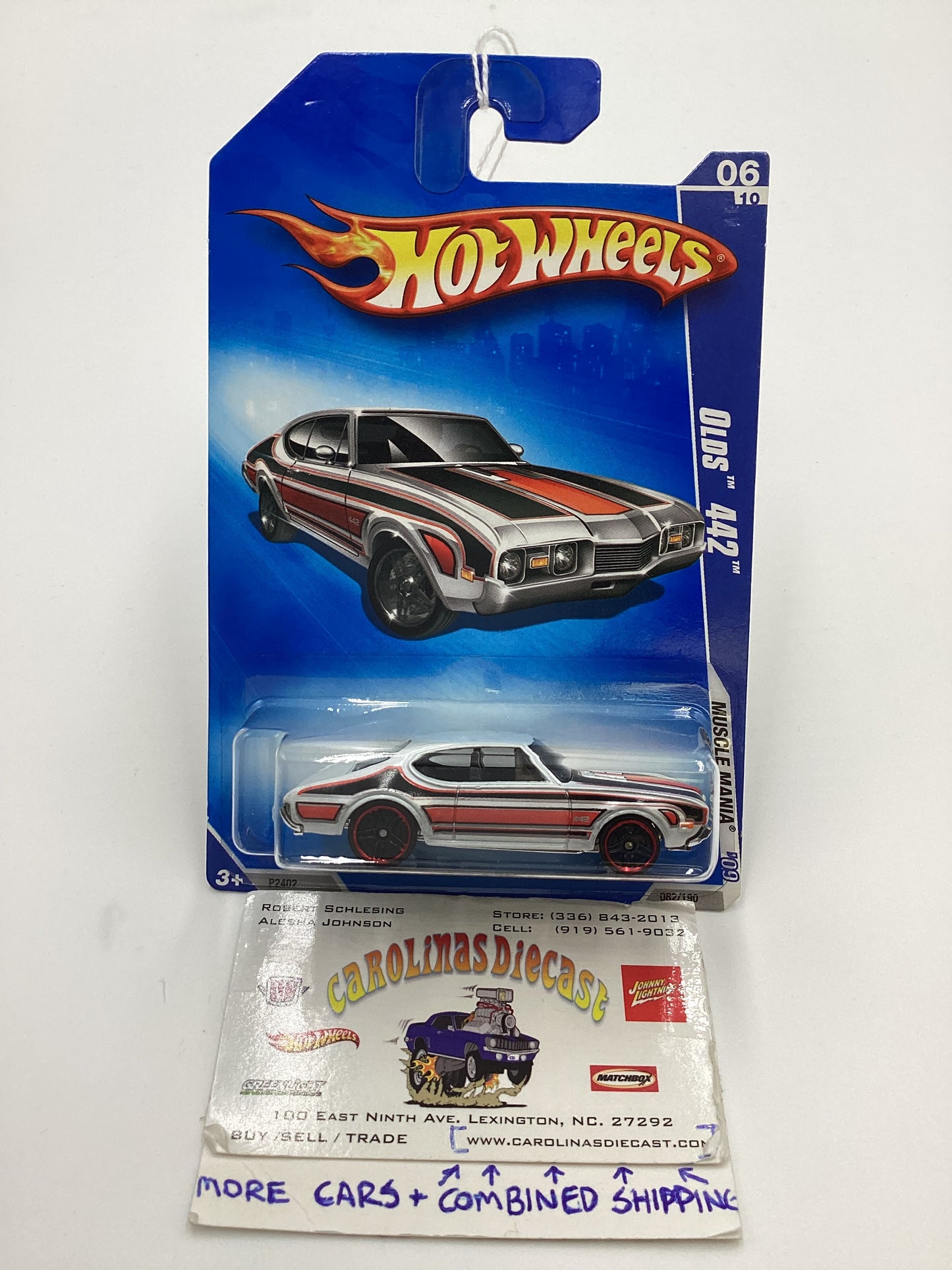 2009 Hot Wheels #082 Olds 442 White/Black/Red