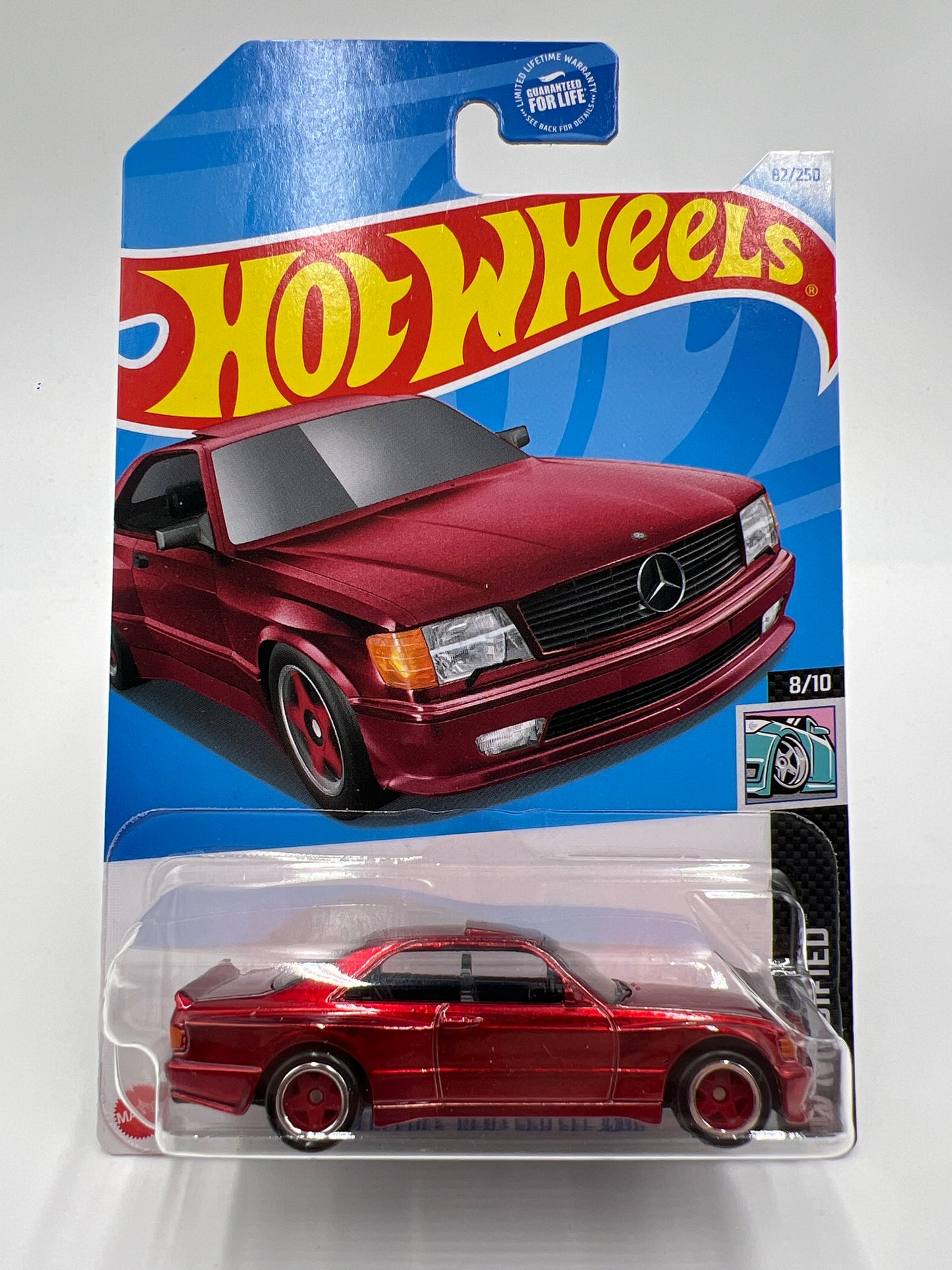 2024 Hot Wheels Super Treasure Hunt #82 89 Mercedes-Benz 560 SEC AMG Red W/Protector