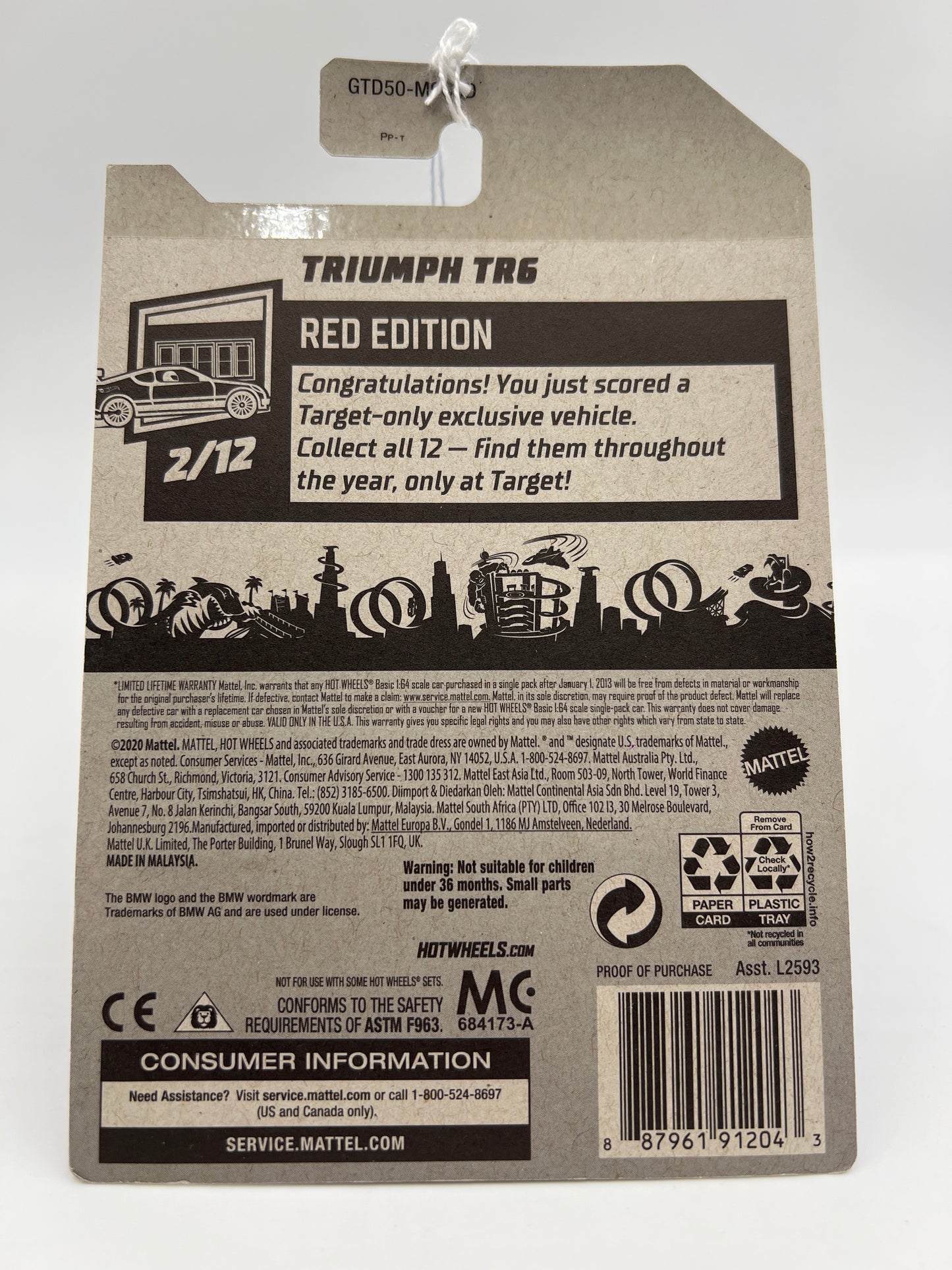 2021 Hot Wheels Target Exclusive Red Edition #9 Triumph TR6 Black 146F