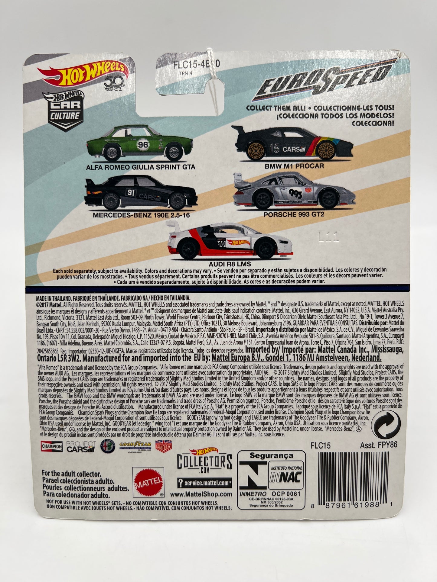2018 Hot Wheels Premium Euro Speed #5 Audi R8 LMS White/Red 243C