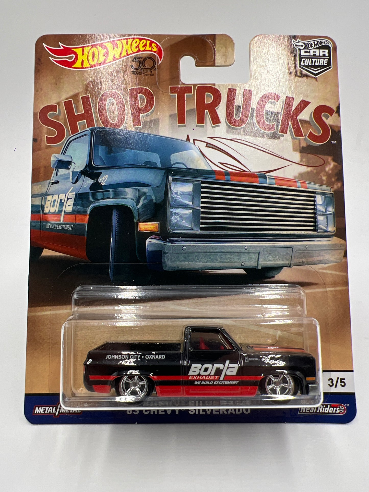 2018 Hot Wheels Premium Car Culture Shop Trucks #3 83 Chevy Silverado Borla W/Protector