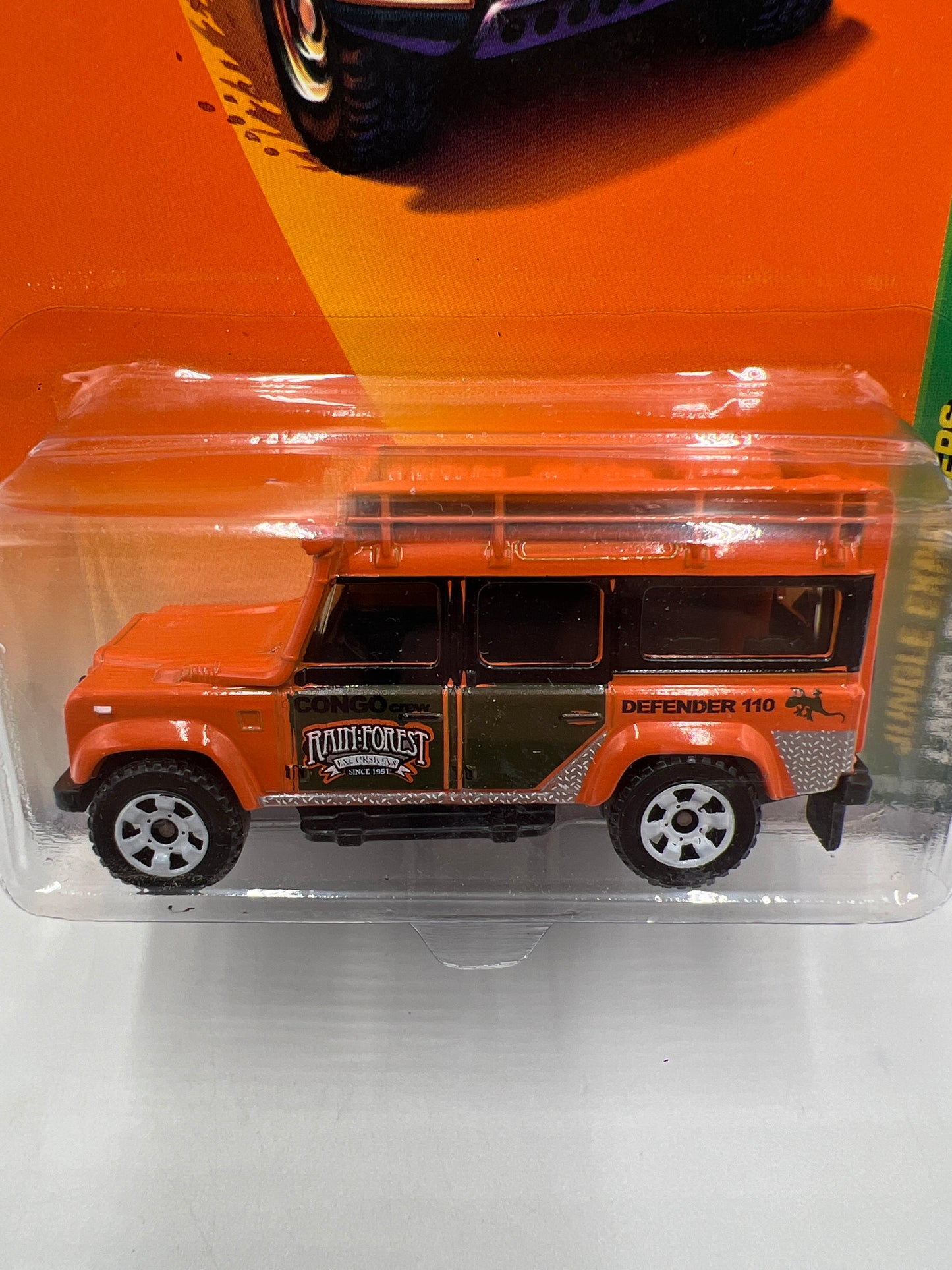 Matchbox Jungle Explorers #100 Land Rover Defender 110 Orange Card Has Crease 216O