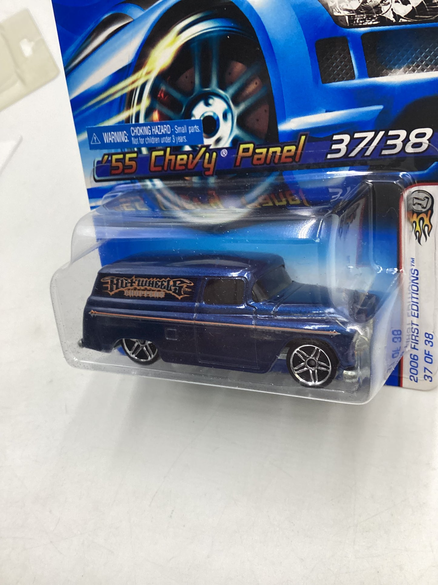 2006 Hot Wheels First Editions #037 55 Chevy Panel Blue with protector