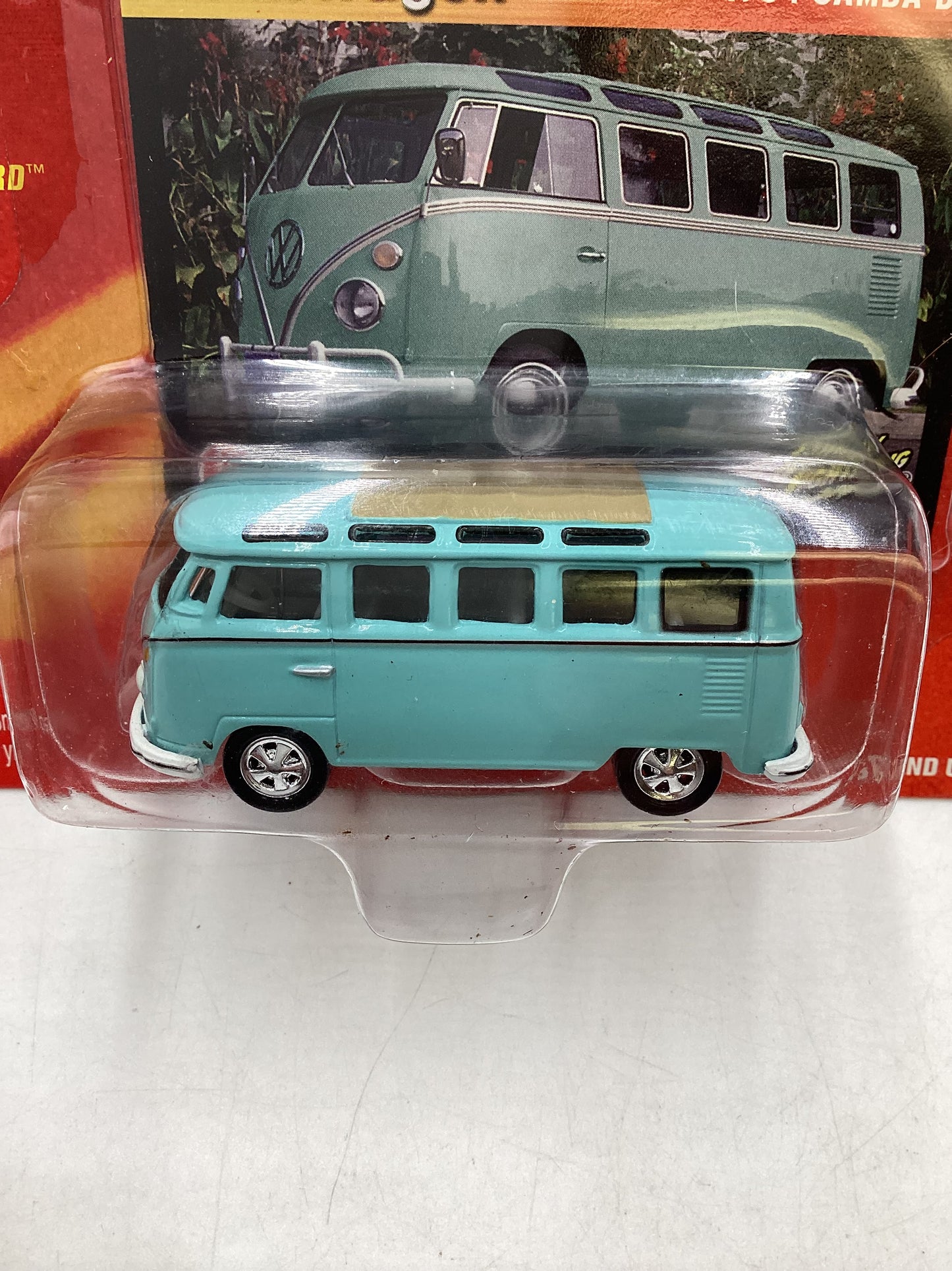 Johnny Lightning Volkswagen 1/4000 1964 Samba Bus Light Blue Vein on Left 220B