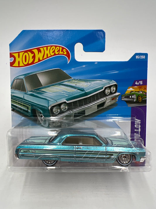 2026 Hot Wheels Short Card Super Treasure Hunt #95 64 Impala Light Blue W/Protector