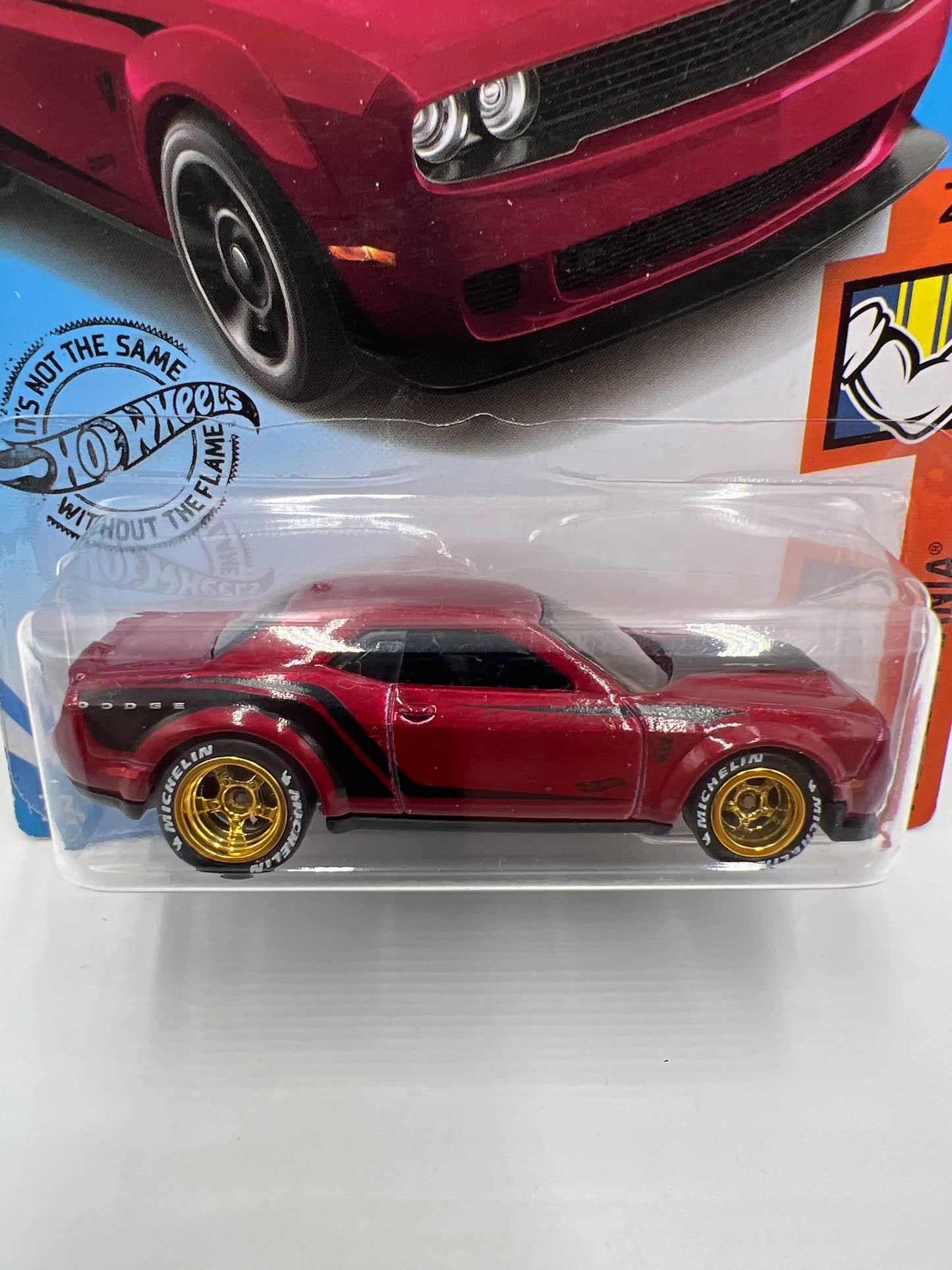 Hot Wheels 18 Dodge Challenger SRT Demon Red Wheel Swap Custom On Card W/Protector SR
