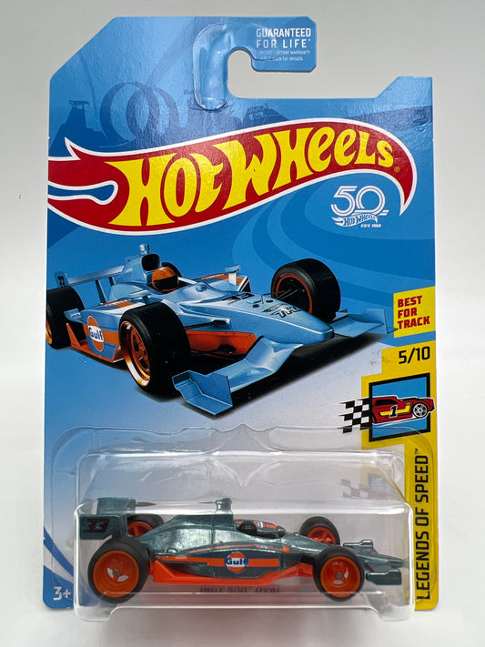 2018 Hot Wheels Super Treasure Hunt Indy 500 Oval Gulf Blue W/Protector