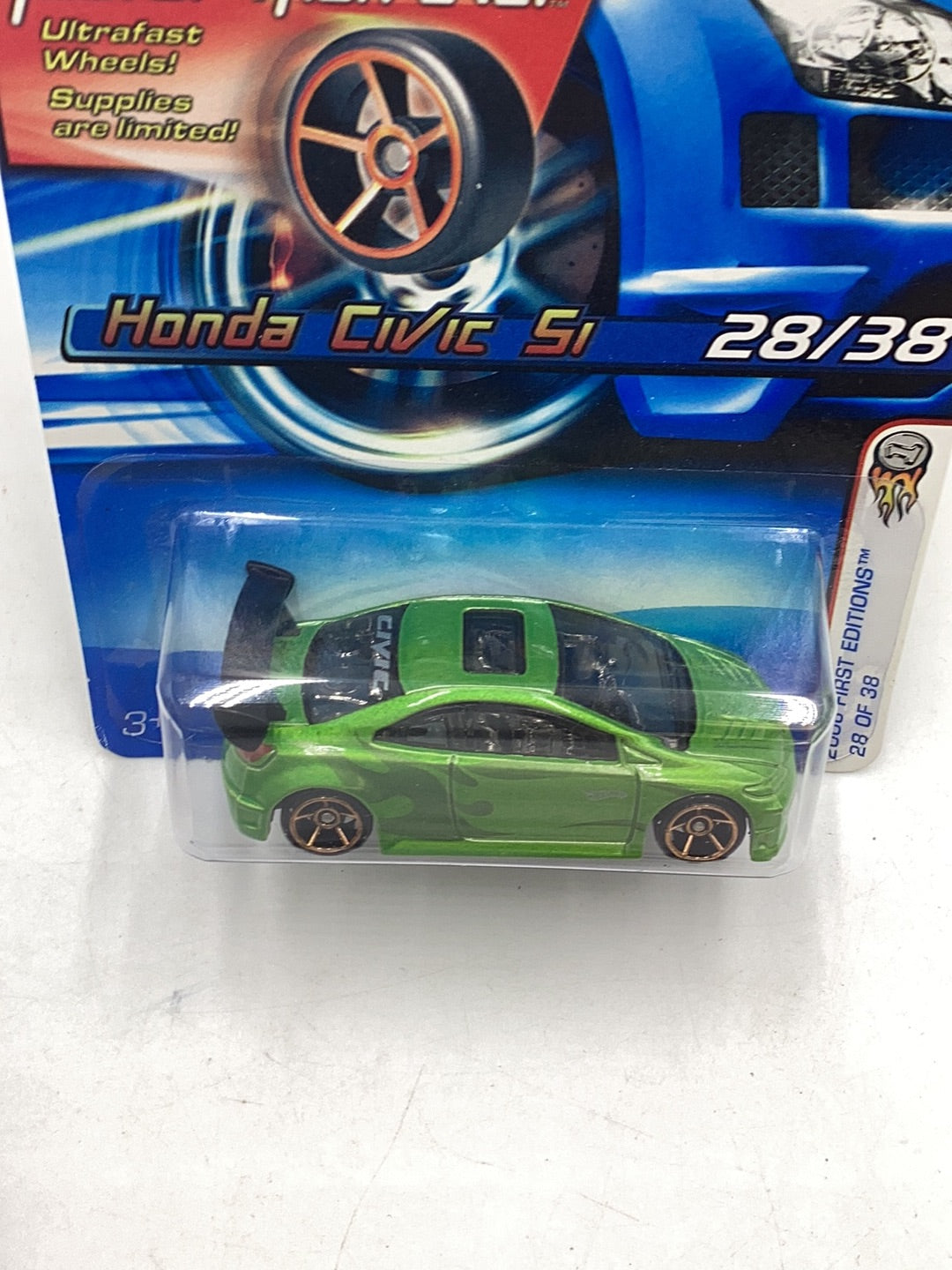 2006 Hot wheels #28 Honda Civic Si FTE Faster Than Ever with protector