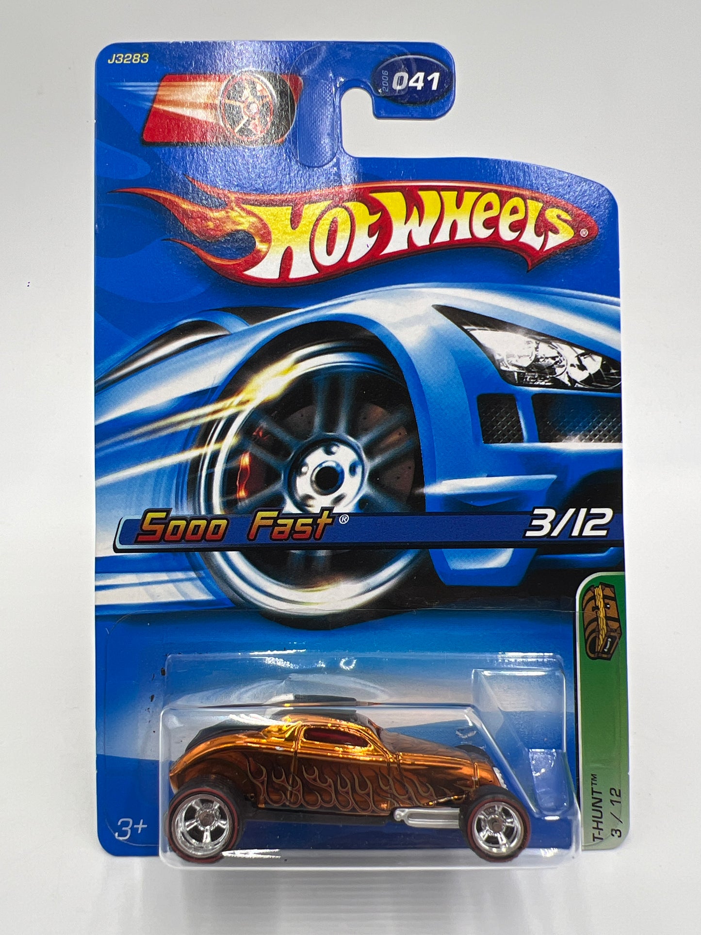 2006 Hot Wheels Treasure Hunt #41 Sooo Fast Orange W/Real Riders W/Protector 283A