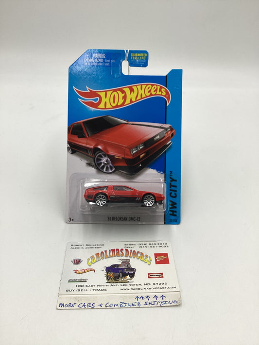 2014 Hot Wheels HW City #33 Red 81 Delorean DMC-12 60B