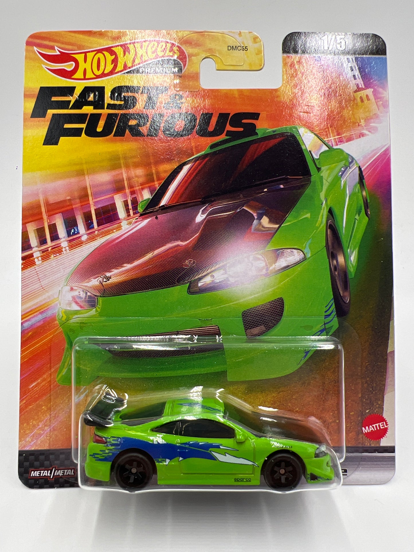 Hot Wheels Premium Fast & Furious #1 95 Mitsubishi Eclipse Green W/Protector 2