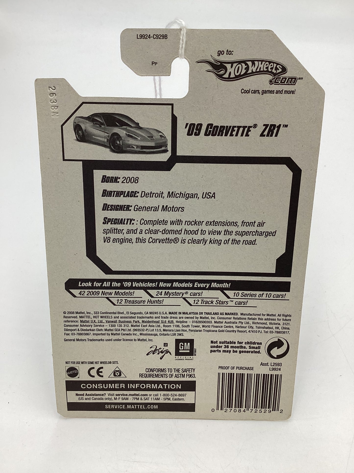 2008 Hot Wheels New Models #9 09 Corvette ZR1 Silver SR